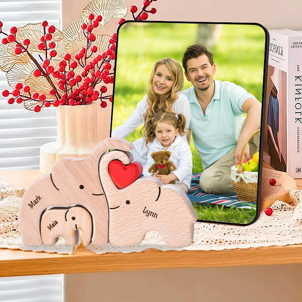 Personalized Family Name Puzzle with 2-8 Names Custom Wooden Bear Puzzle with Names Customized Wooden Puzzle Gifts for Christmas (Bear)