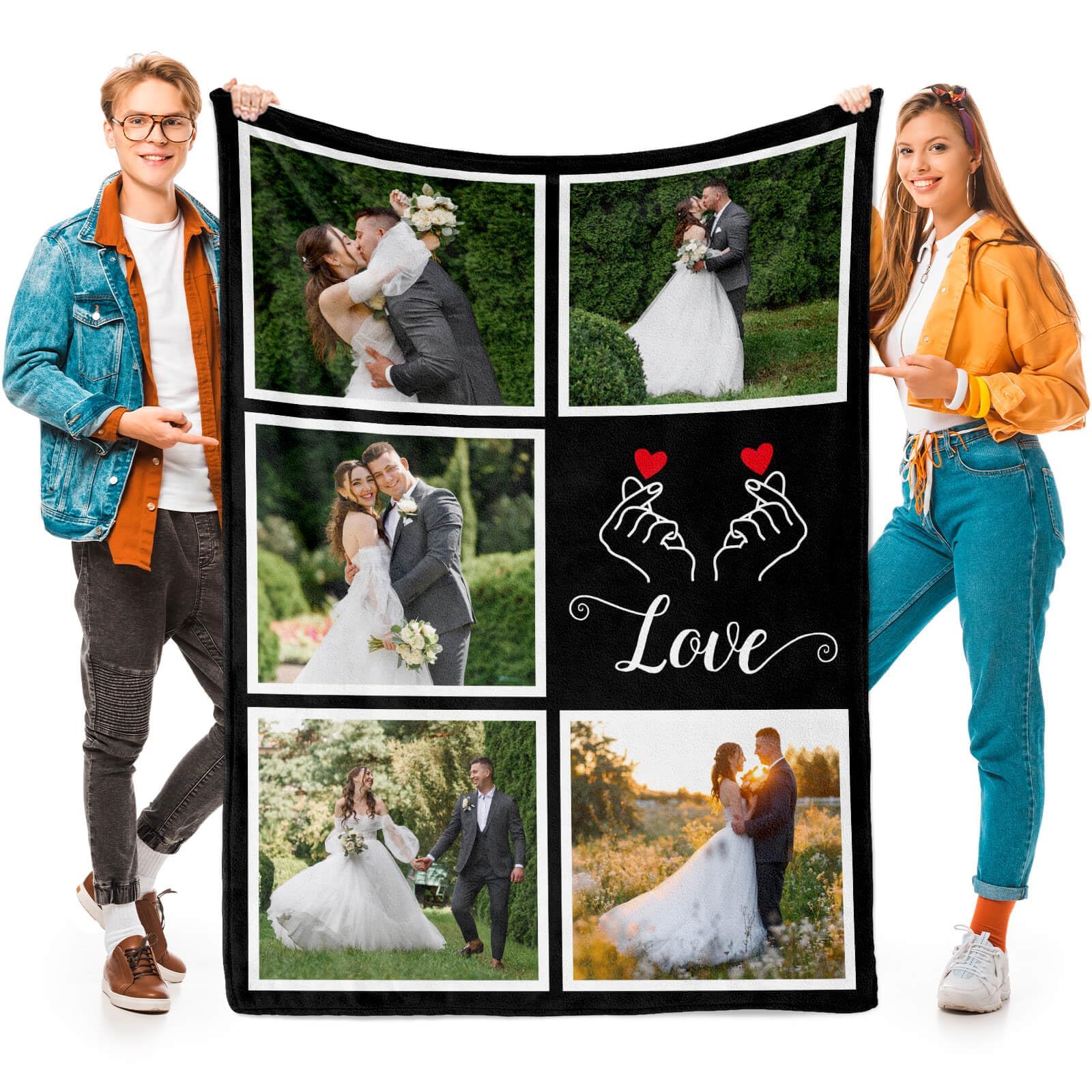inkArts Custom Blanket Throws with Photos Text Personalized with Picture Customizable, Customize for Mom, Dad, Couple, Girlfriend, Boyfriend, Husband & Wife
