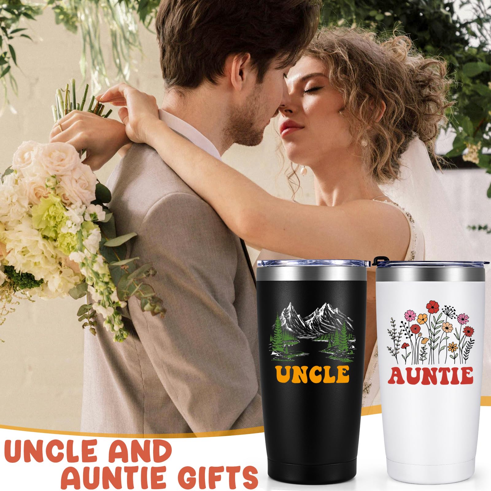 Qtencas Grandma and Grandpa Gifts, Grandparents Christmas Gifts, Grandpa and Grandma insulated Travel Tumbler Set, Gift for Grandparents on Christmas Birthday Anniversary, 20 Oz Black & White