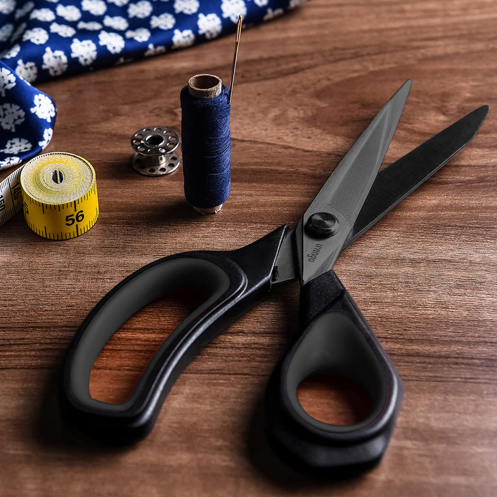 LIVINGO Premium Tailor Scissors Heavy Duty Multi-Purpose Titanium Coating Forged Stainless Steel Sewing Fabric Leather Dressmaking Comfort Grip Shears Professional Crafting (9.5 INCH)