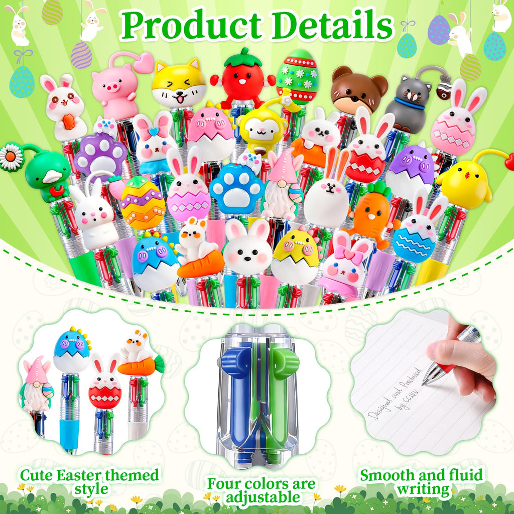 CZWZ 20Pcs Mini Multicolor Pens in One 4-in-1 Cute Pens Bulk for Kids, Fun Kawaii Ballpoint Pens for Birthdays and Children's Party Favors Gifts Teacher School Supplies