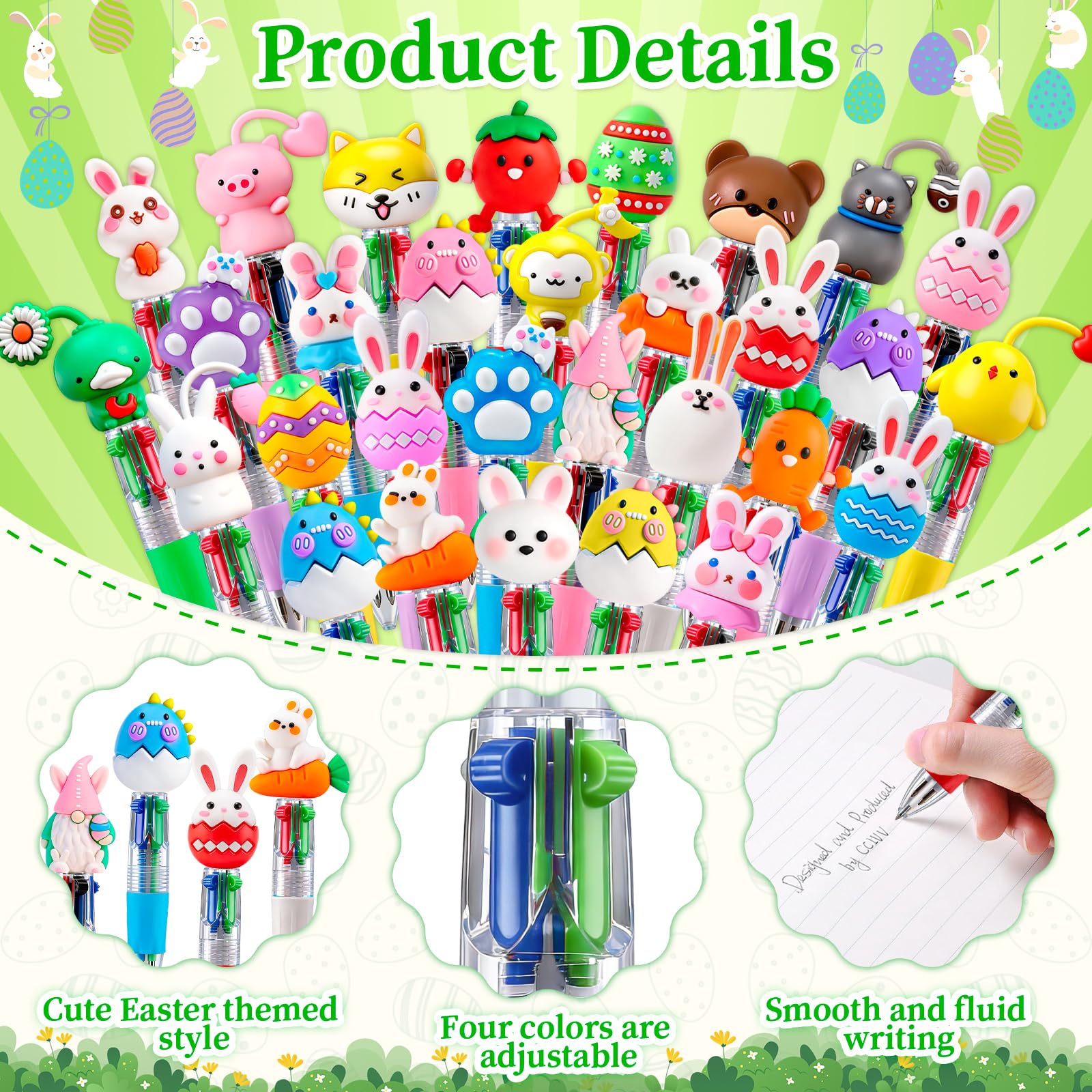 CZWZ 20Pcs Mini Multicolor Pens in One 4-in-1 Cute Pens Bulk for Kids, Fun Kawaii Ballpoint Pens for Birthdays and Children's Party Favors Gifts Teacher School Supplies