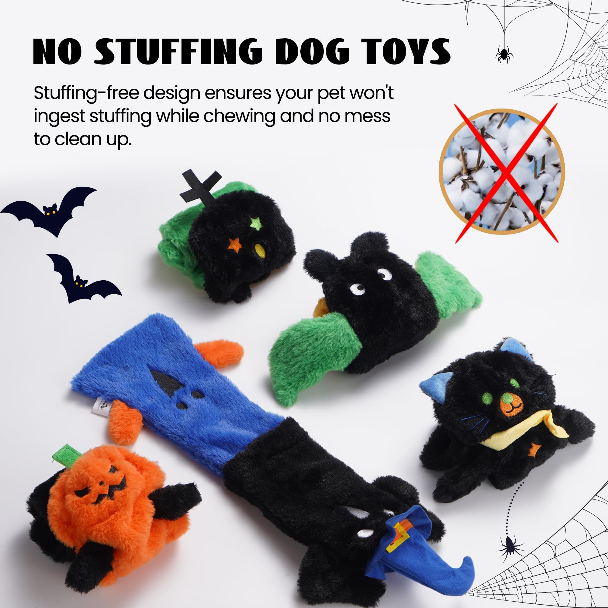Nocciola Dog Squeaky Toys, 5 PCS Crinkle Plush Dog Toys, No Stuffing Dog Toys for Small Medium Large Dogs, Stuffless Puppy Toys for Boredom