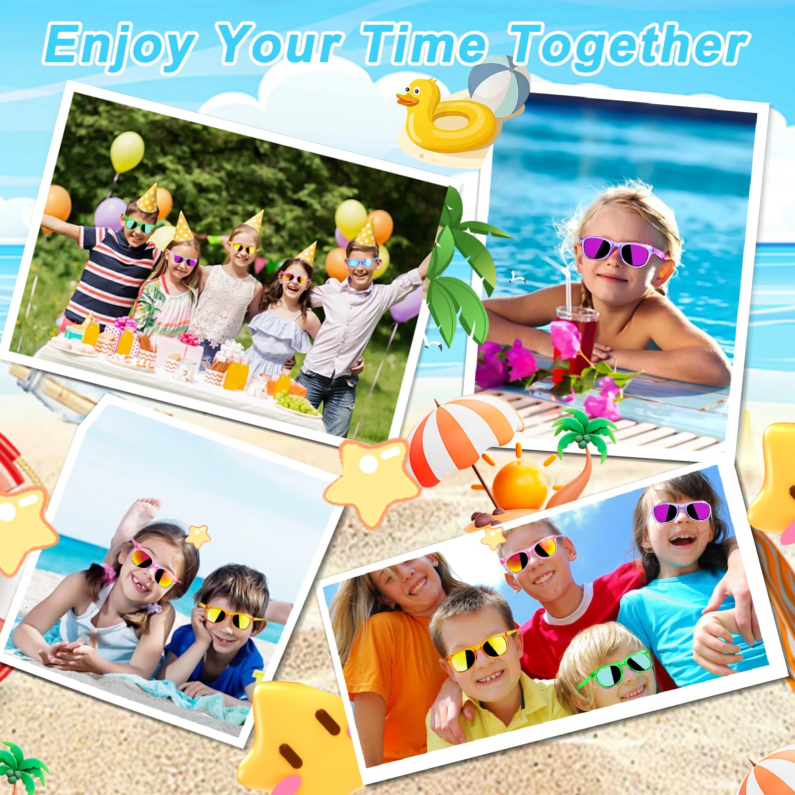 AILEHO Kids Sunglasses Bulk Party Favors - 24 Packs Boys Girls Sunglasses for Kids Age 3-8 with UV 400 Protection, Neon Sunglasses for Kids Party