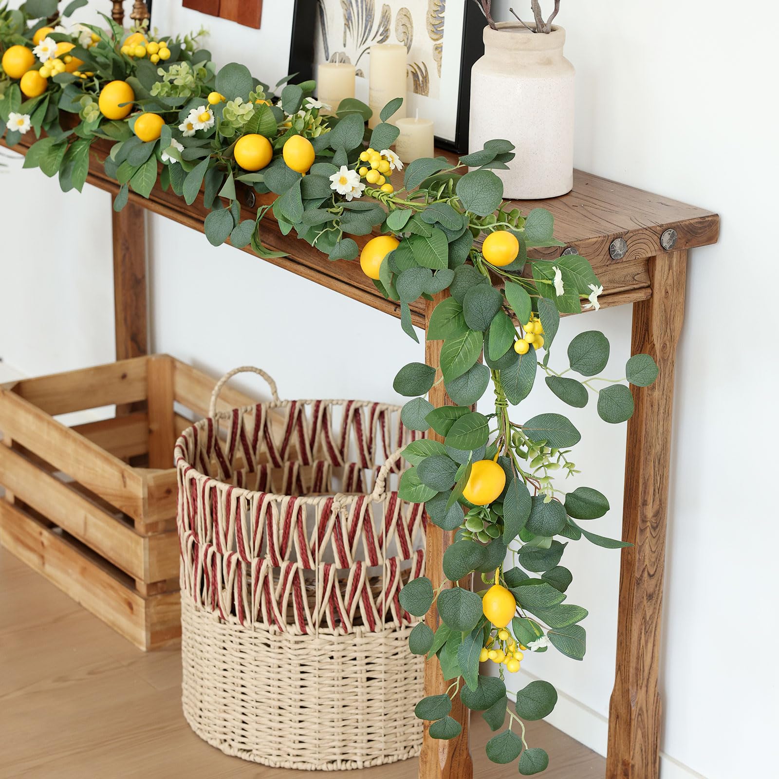 Mizii Artificial Sunflower Garland 6FT Fake Silk Sunflowers Flower Garland Autumn Hanging Vines Decorations for Kitchen Table Centerpieces Room Wall Party Wedding Birthday Fall Decor (Orange)