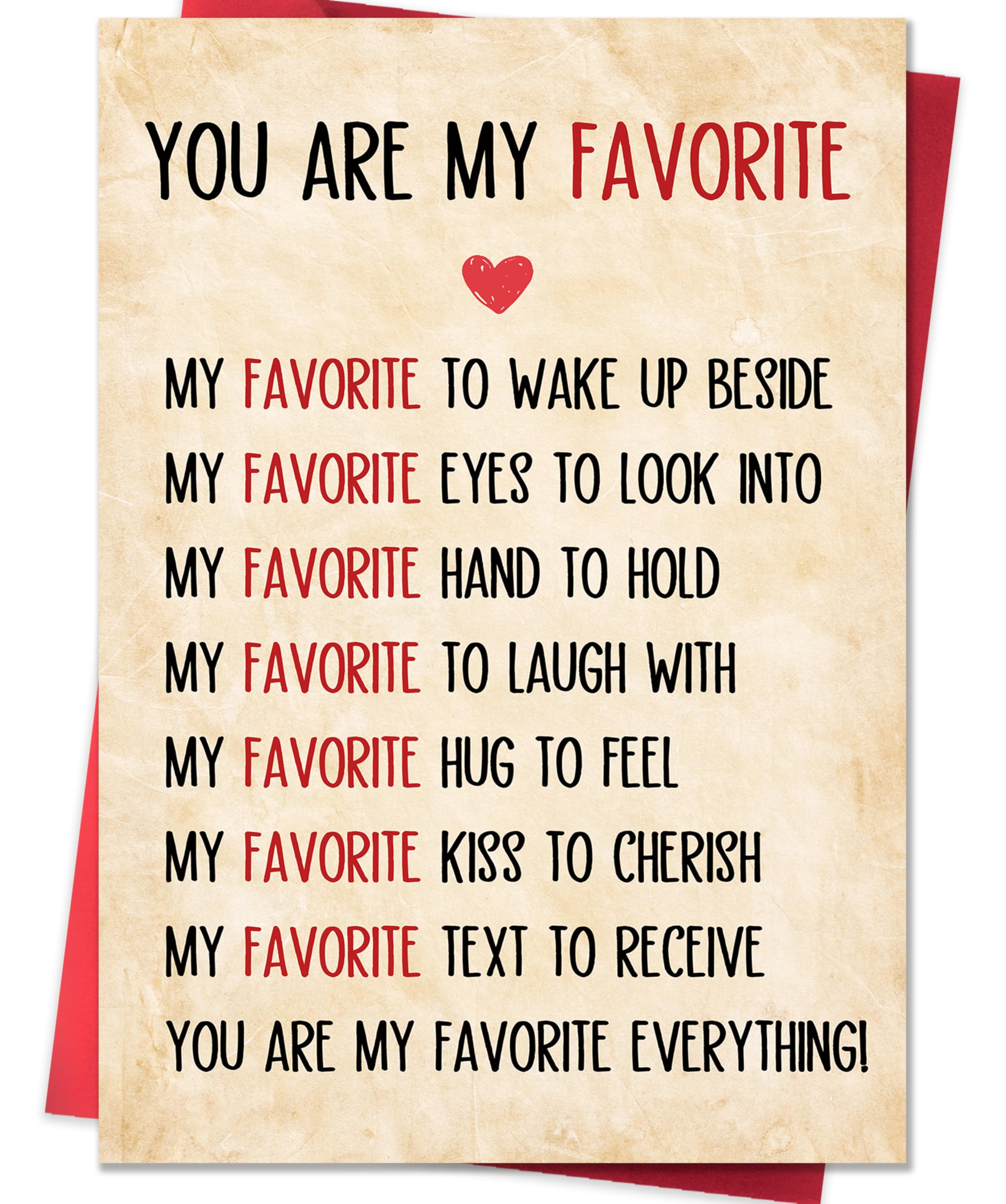 IDU Valentines Day Card,Valentines Day Cards Gifts for Him Her,Valentines Day Card for Husband Wife Boyfriend Girlfriend Fiance Fiancee Men Women - You Are My Favorite Love Note