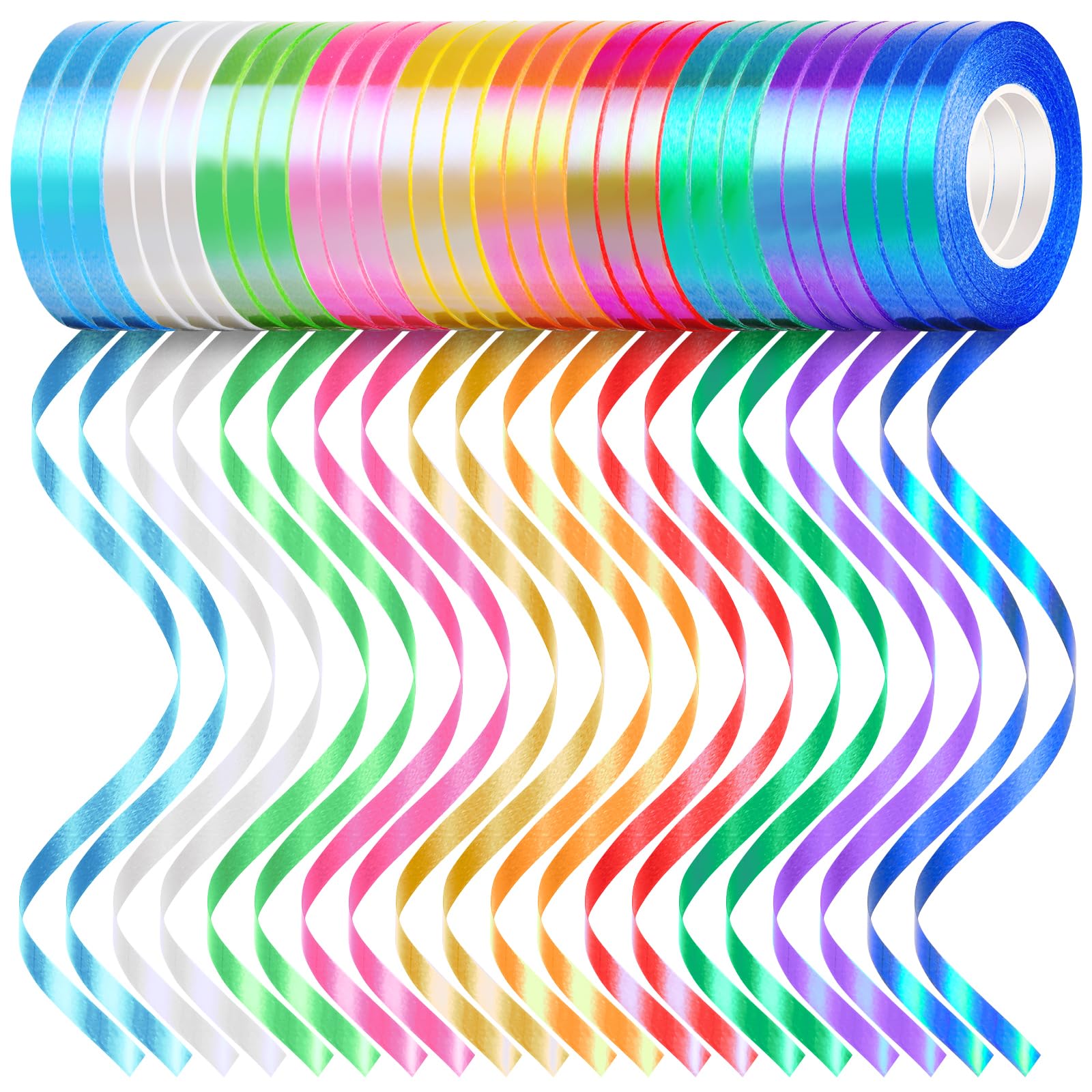 30 Roll 15 Colors Curling Ribbons for Crafts Bows Present Wrapping Ribbon Florist Wedding Party Festival Art Craft Decor, Separate Rolls, 11 Yards Per Roll, 3/16 Inch Wide 3/16" - Set1