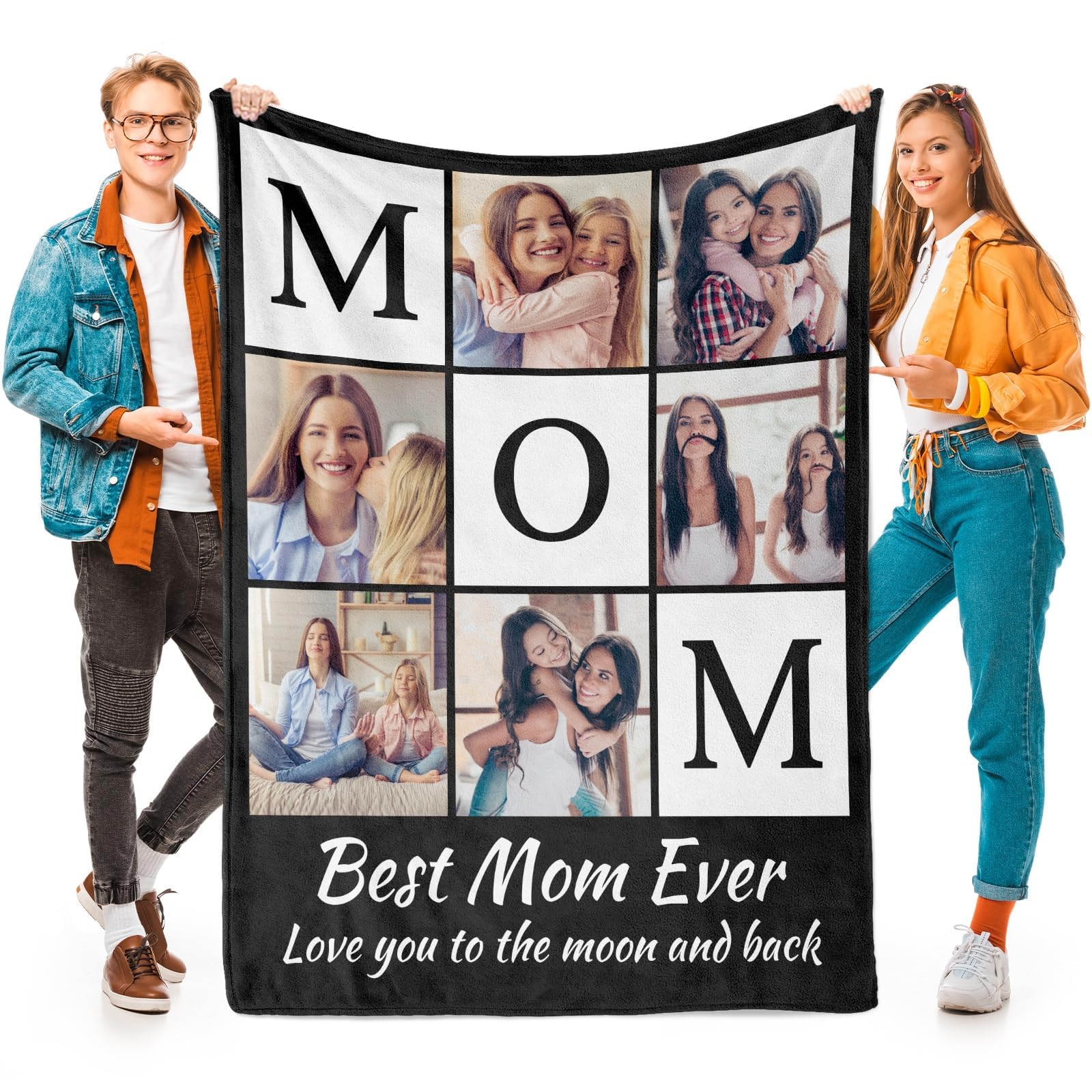 inkArts Custom Blanket Throws with Photos Text Personalized with Picture Customizable, Customize for Mom, Dad, Couple, Girlfriend, Boyfriend, Husband & Wife