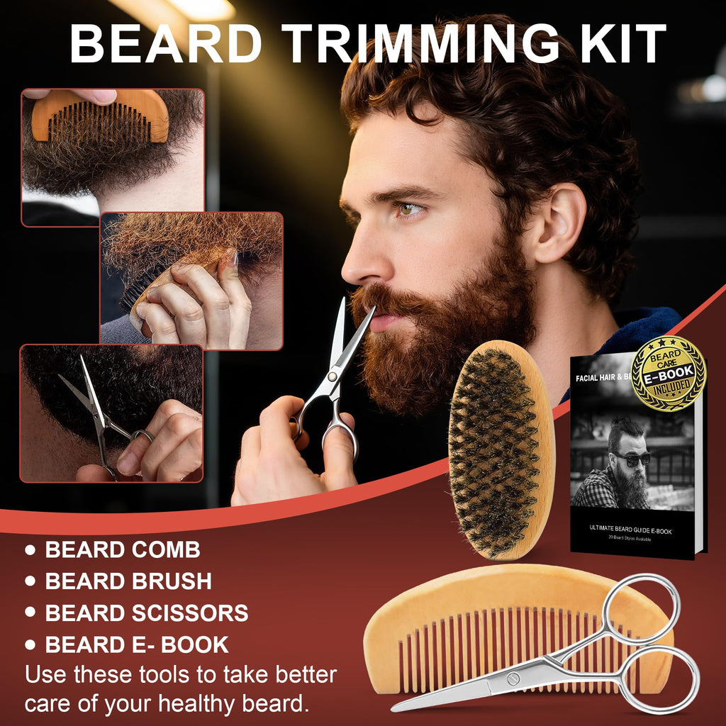XIKEZAN Fathers Day Gifts for Dad Husband,Beard Kit for Men Grooming & Care w/Beard Conditioner, Wash,Oil,Balm,Birthday Valentines Easter Gifts for Mens Him Boyfriend Christmas Stocking Stuffers