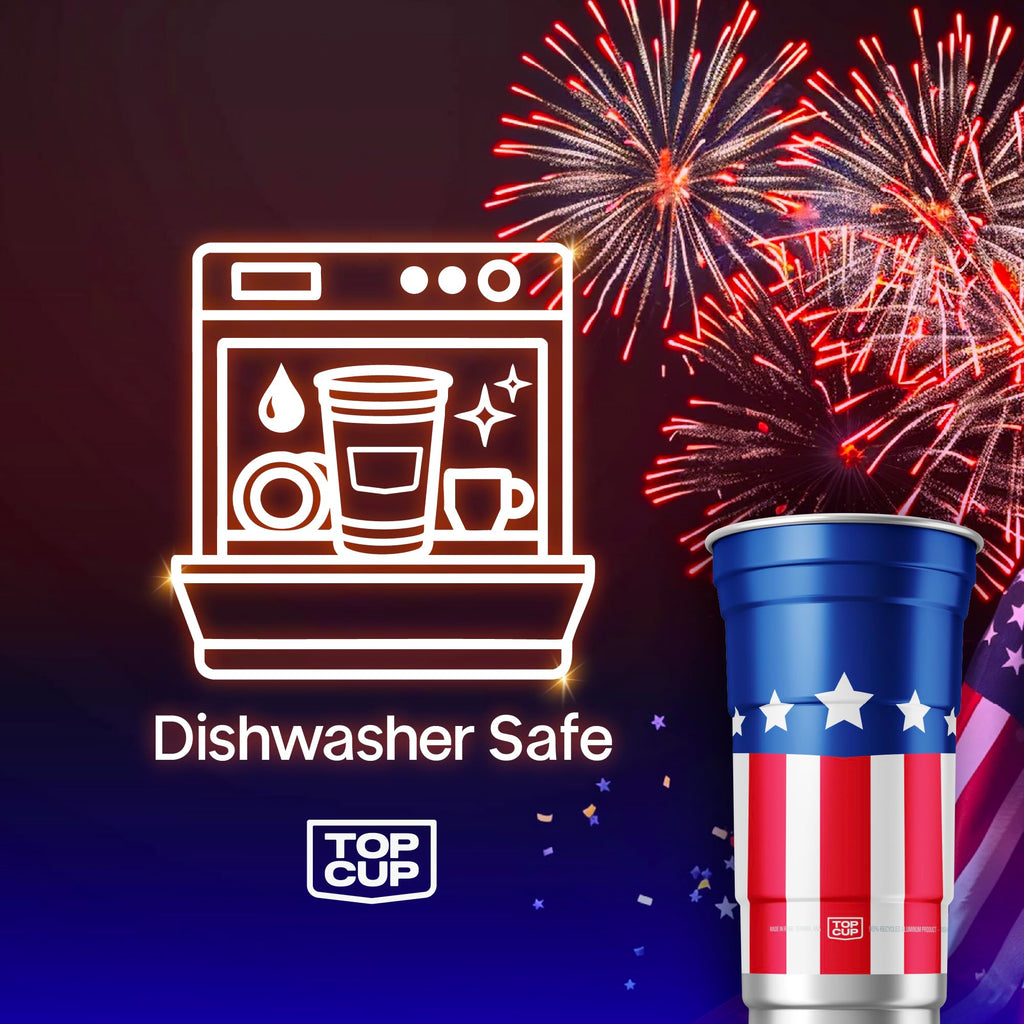 Top Cup America's 250th Birthday 20 oz Reusable Aluminum Party Cups 20 Count | Durable, Reusable & Recyclable, Made in USA