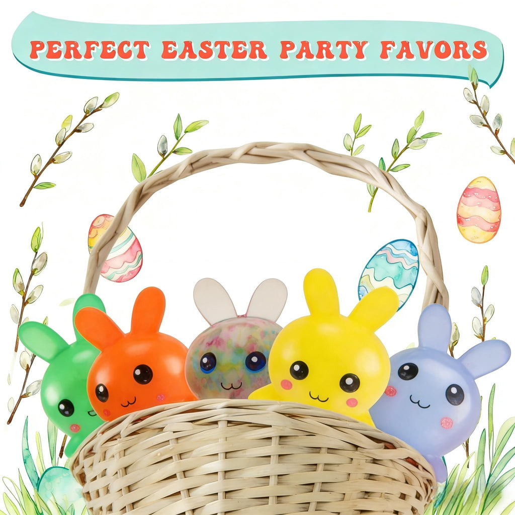 Easter Basket Stuffers,Easter Basket Essentials,4pcs Squishy Easter Bunny Stress Balls for Adults,Easter Stress Relief Fidget Balls,Easter Party Favors Easter Basket Ideas Gifts