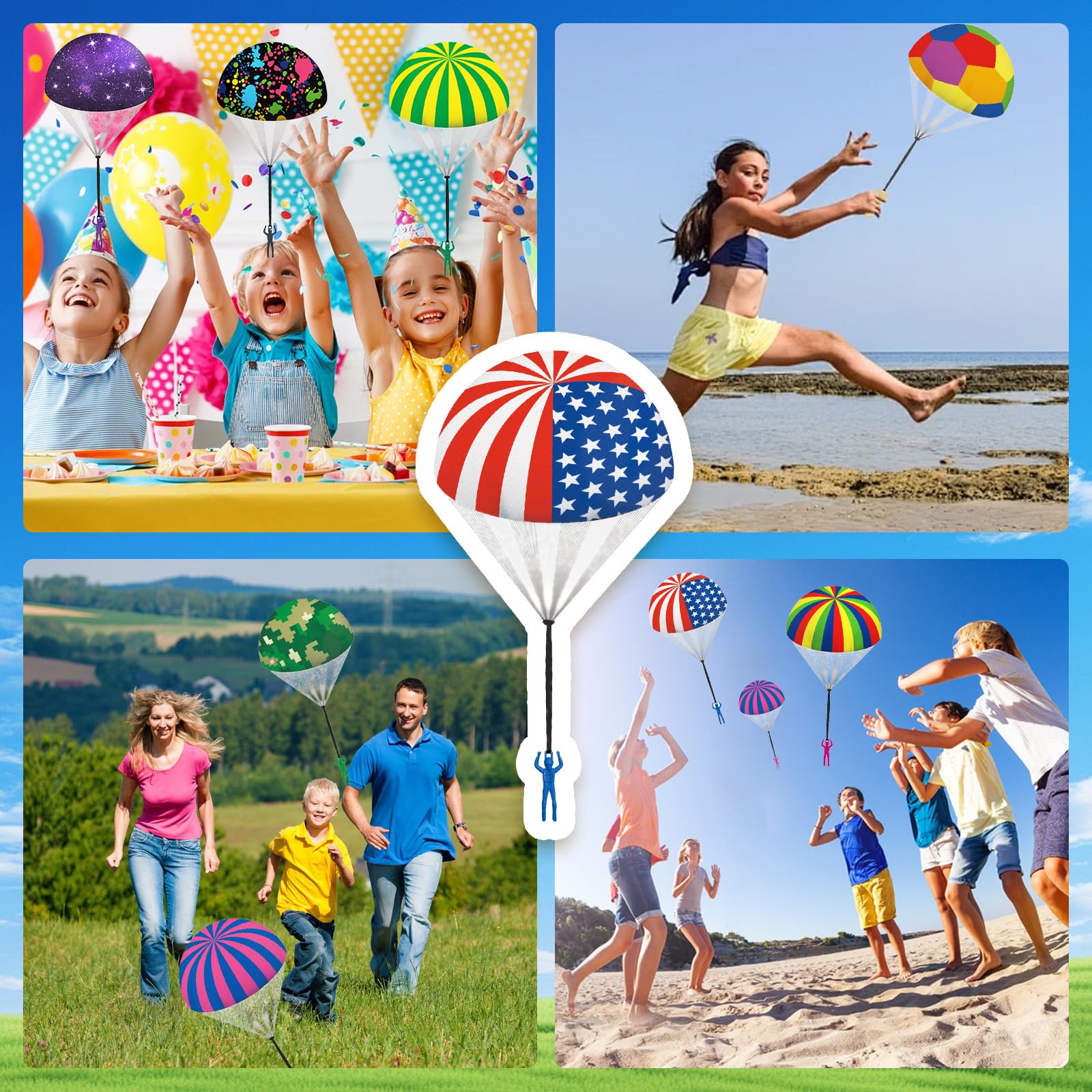Parachute Toy Easter Eggs Outdoor Flying Parachute for Kid, Throwing Children's Flying Toys with Small Figures, Easter Basket Stuffers Top Indoor Hand Throw Soliders for 3-12 Year Old (10PCS)