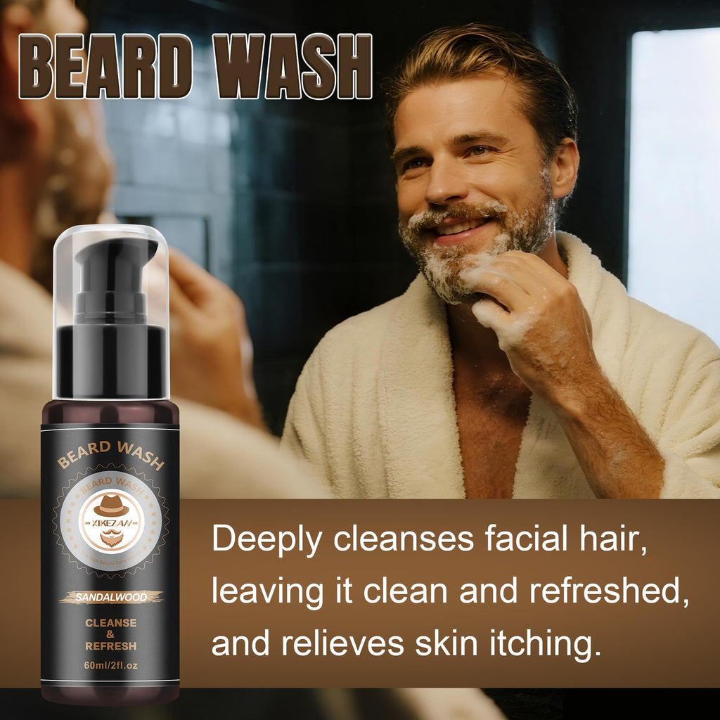 XIKEZAN Fathers Day Gifts for Dad Husband,Beard Kit for Men Grooming & Care w/Beard Conditioner, Wash,Oil,Balm,Birthday Valentines Easter Gifts for Mens Him Boyfriend Christmas Stocking Stuffers