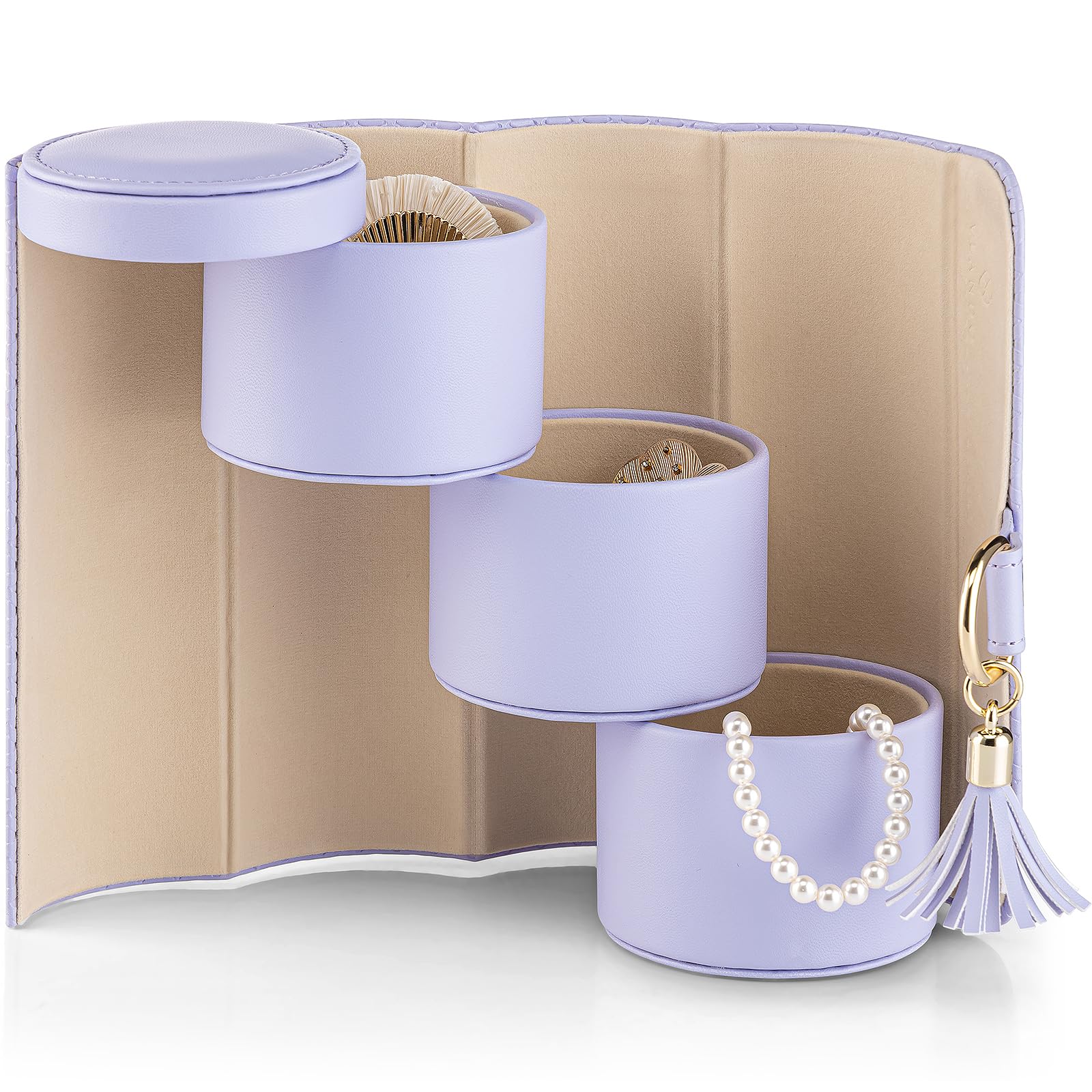 VLANDO Gifts 2026 for Women, Girl - Travel Jewelry Oragnizer, 3-Layer Jewelry Storage Box, Travel Essential Accessories for Women, Birthday Gifts for Couples Mom Friends - Grey