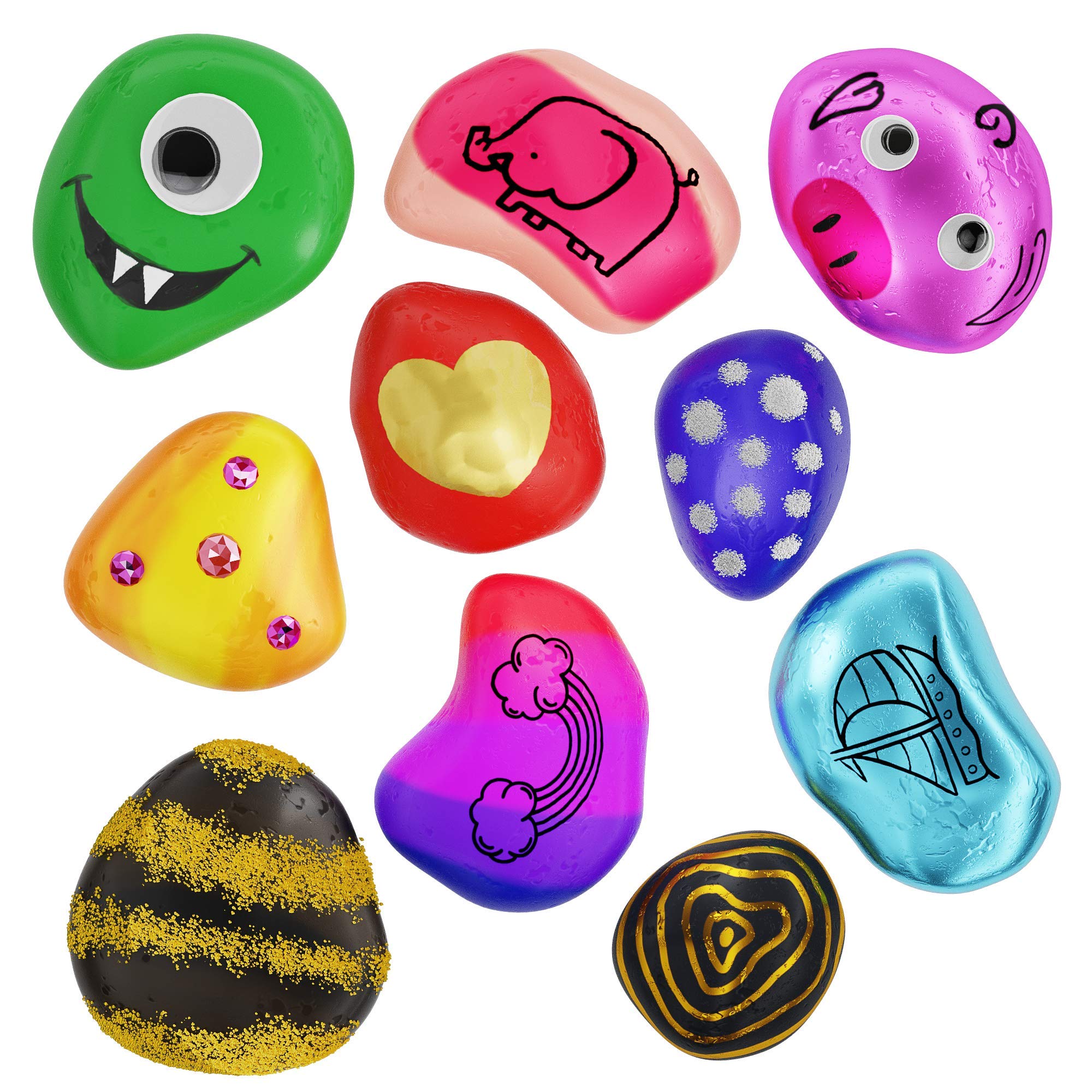 Dan&Darci Kids Rock Painting Kit - Glow in The Dark - Gifts Arts & Crafts for Boys and Girls Ages 6-12 - Craft Activities Kits - Creative Art Toys for 6, 7, 8, 9, 10, 11 & 12 Year Old Kid