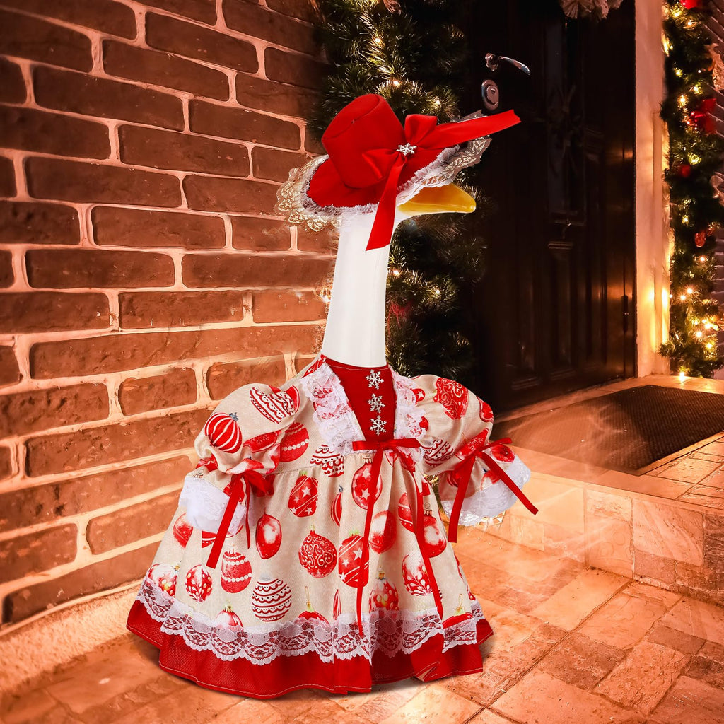Suzile Fall Maple Porch Goose Outfit Autumn Goose Clothes for 23 Inch Cement or Plastic Geese Costume for Yard Lawn Outdoor Garden Patio Concrete Duck Statue Dress Thanksgiving Party Holiday Decor