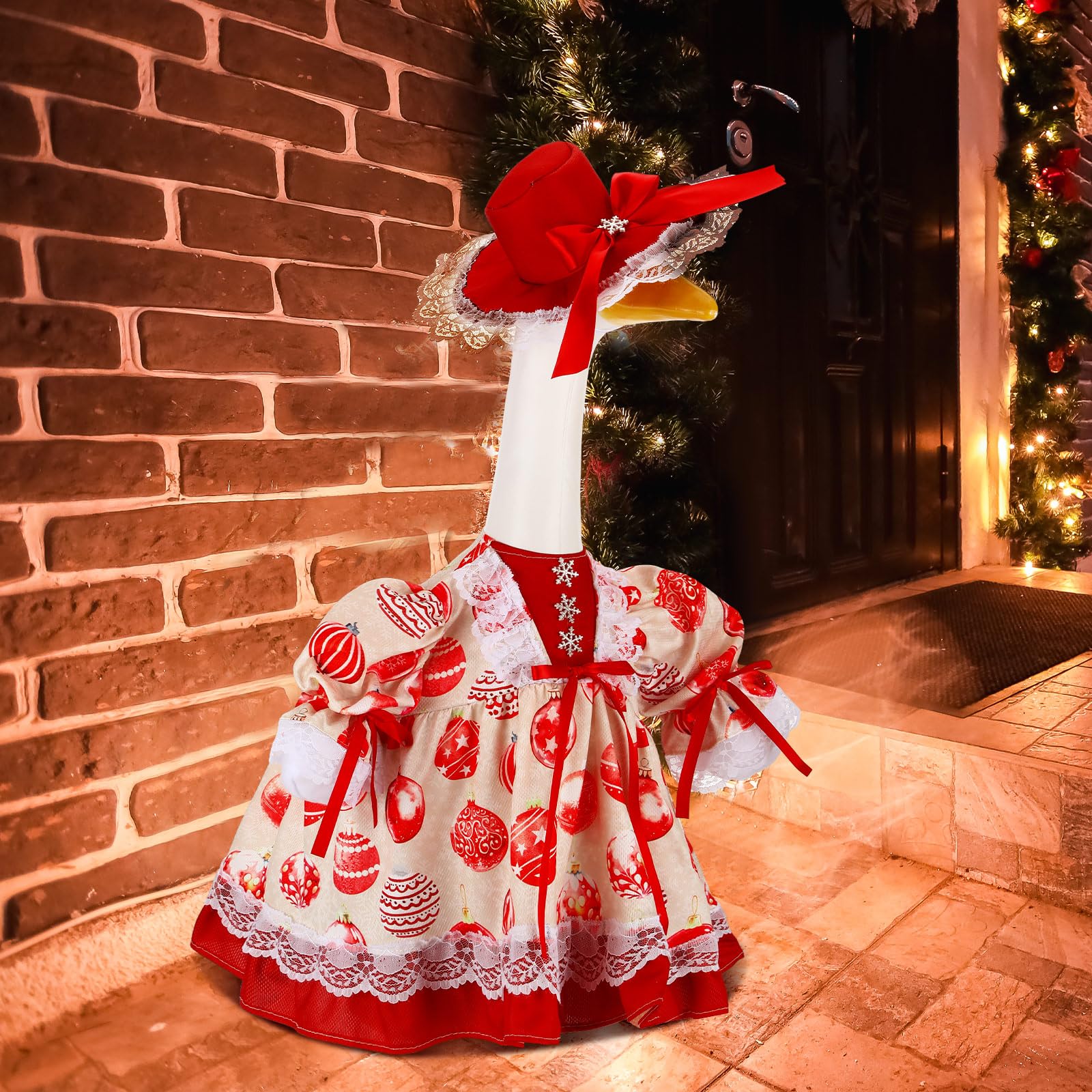 Suzile Fall Maple Porch Goose Outfit Autumn Goose Clothes for 23 Inch Cement or Plastic Geese Costume for Yard Lawn Outdoor Garden Patio Concrete Duck Statue Dress Thanksgiving Party Holiday Decor