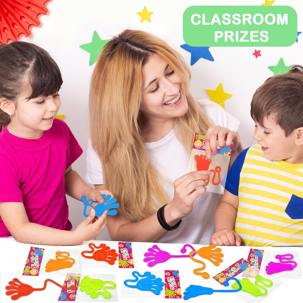 Large Sticky Hands Bulk Party Favors Supplies Toy Gifts for Kids (100 PCS), Birthday Goodie Bag Stuffer Fillers for Toddlers, Class Non Candy Treats Prizes Pinata Parade Throws Giveaways for Boy Girls