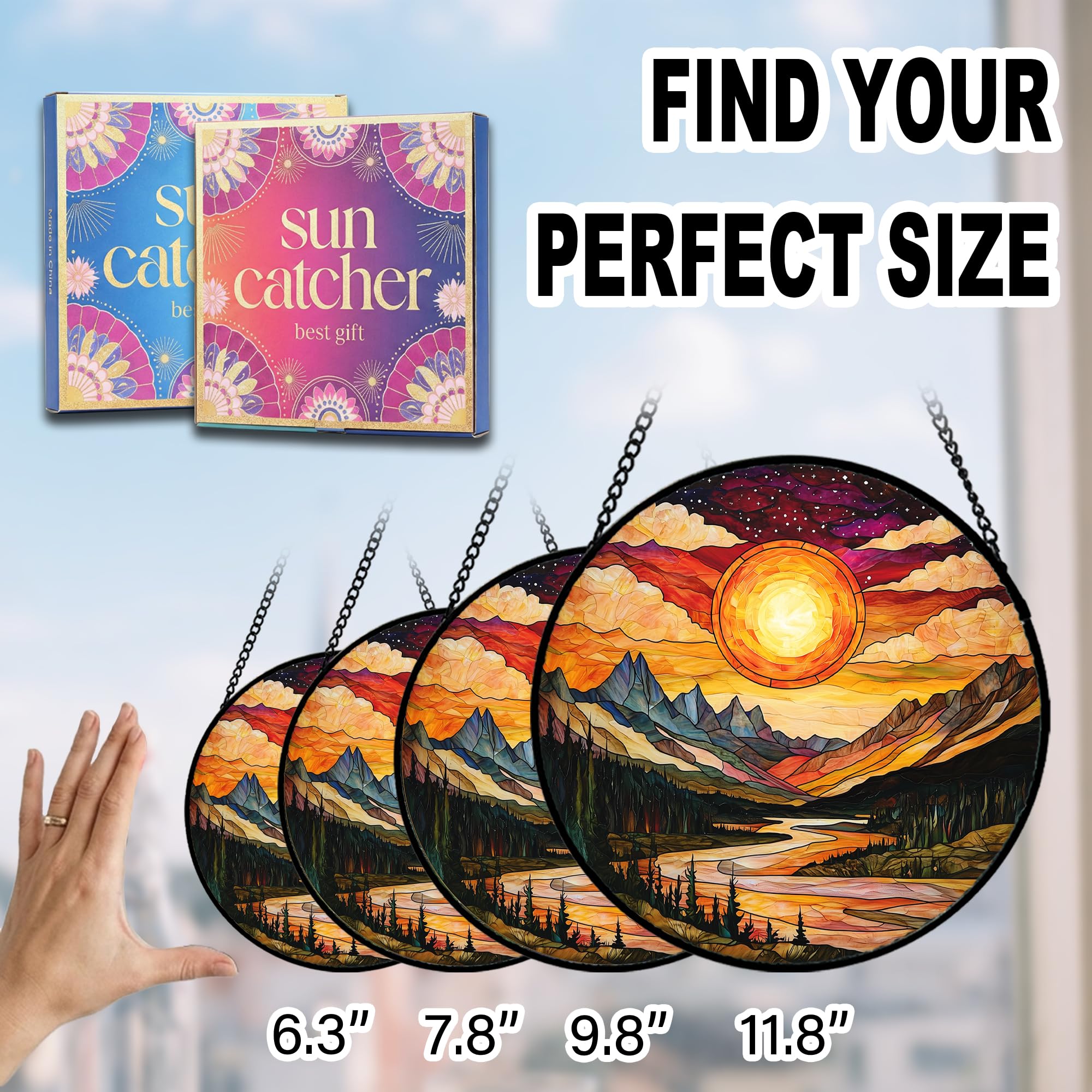 Birthday Gifts for Women - Beach Shell Faux Stained Glass Window Hanging Sun Catcher for Door Garden Acrylic Ocean Decor Mother's Day Christmas for Mom Men Nana Grandma Sisters 6.3"