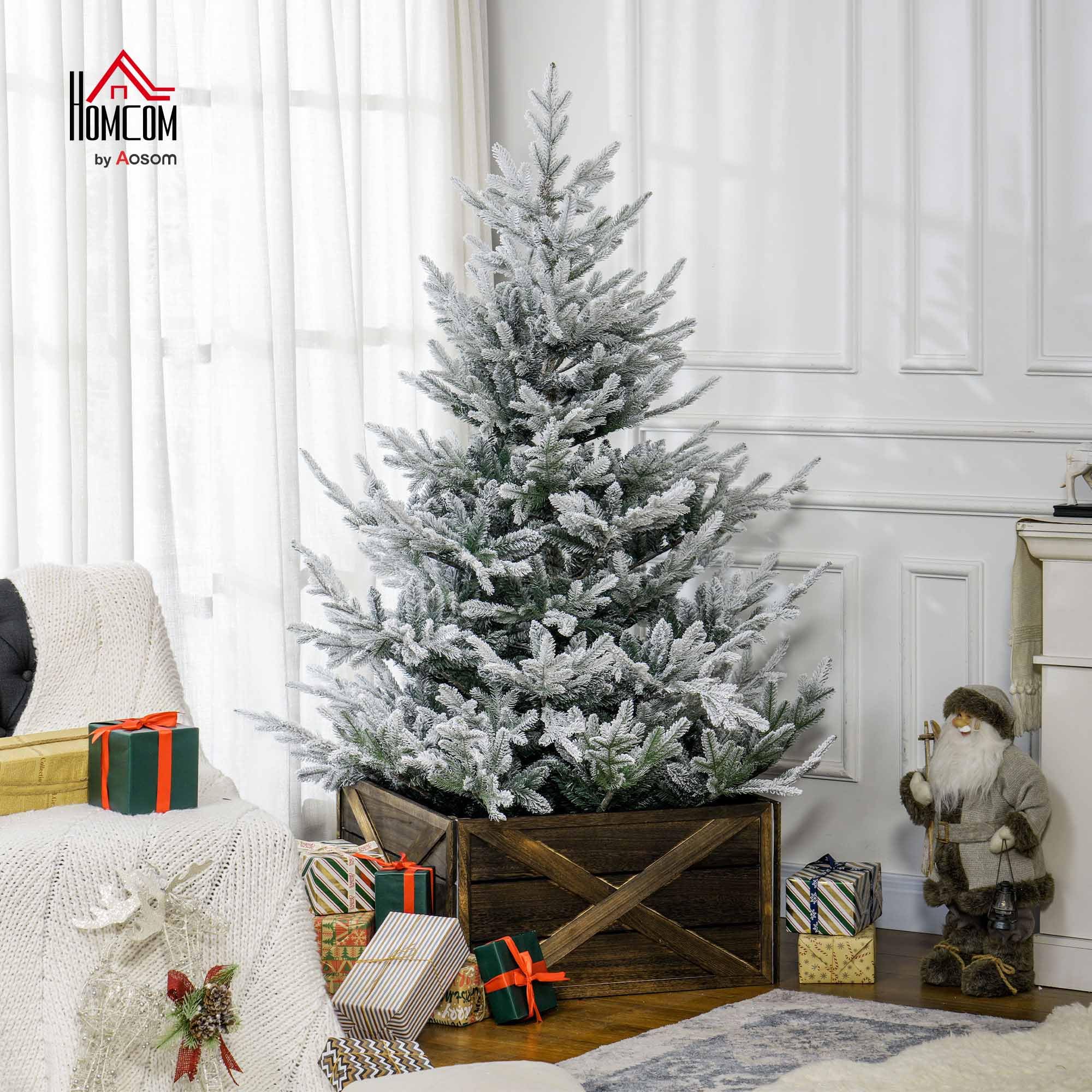 HOMCOM 7.5 Foot Artificial Christmas Tree, Nordic Pine Hinged Xmas Tree with 1218 Realistic Branches, Wide Steel Base, Auto Open, Green