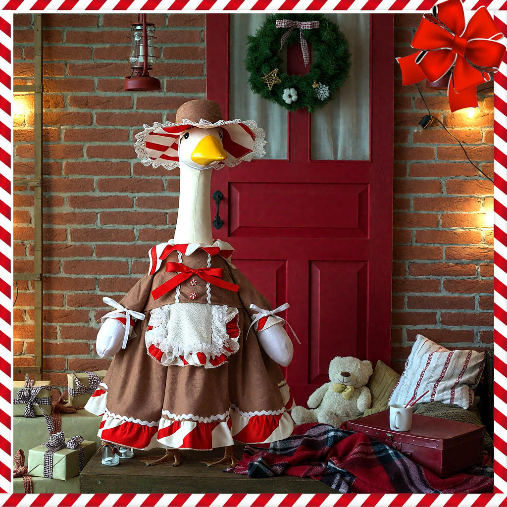 Suzile Fall Maple Porch Goose Outfit Autumn Goose Clothes for 23 Inch Cement or Plastic Geese Costume for Yard Lawn Outdoor Garden Patio Concrete Duck Statue Dress Thanksgiving Party Holiday Decor
