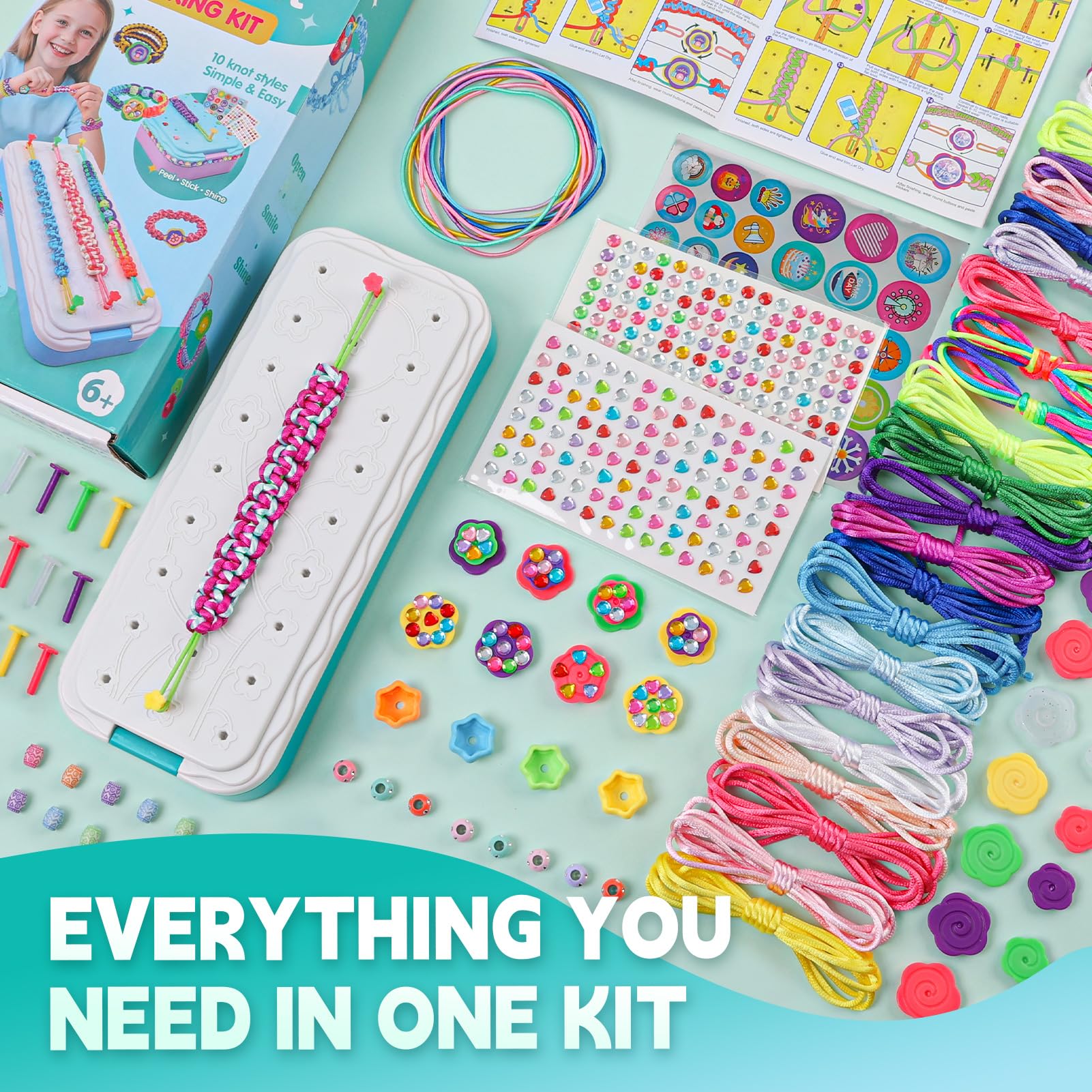 DDAI Arts and Crafts for Kids Age 8-12 Friendship Bracelet Making Kit for Girls - Best Birthday Gifts Ideas for Girl 7 9 10 11 Year Old - Popular Bracelets String Maker Toys Set