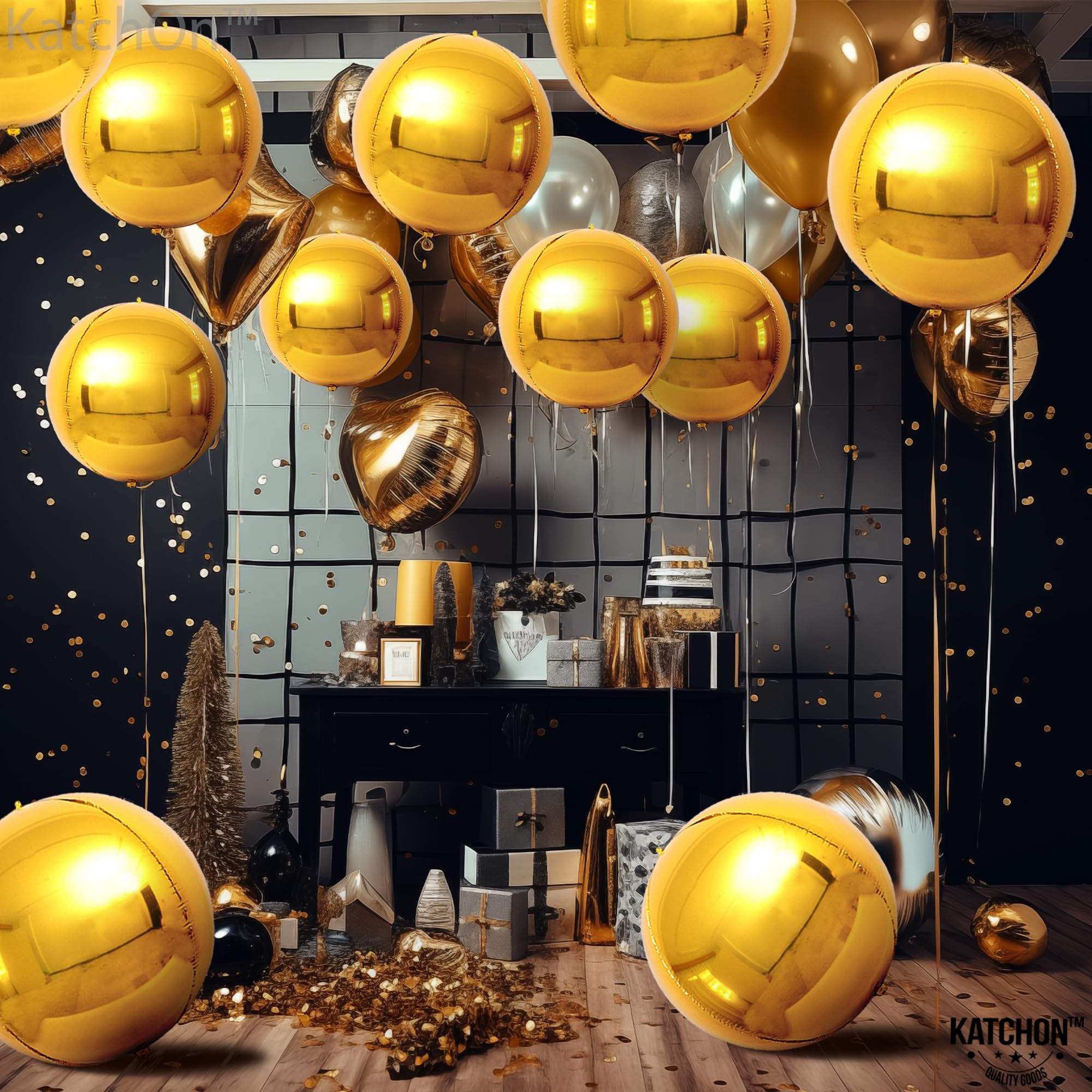 KatchOn, Large Gold Foil Balloons - 22 Inch, Pack of 12 | Gold Balloons for Graduation Decorations 2026 | Mylar Balloons for Anniversary, Wedding, Golden Birthday Party Decorations