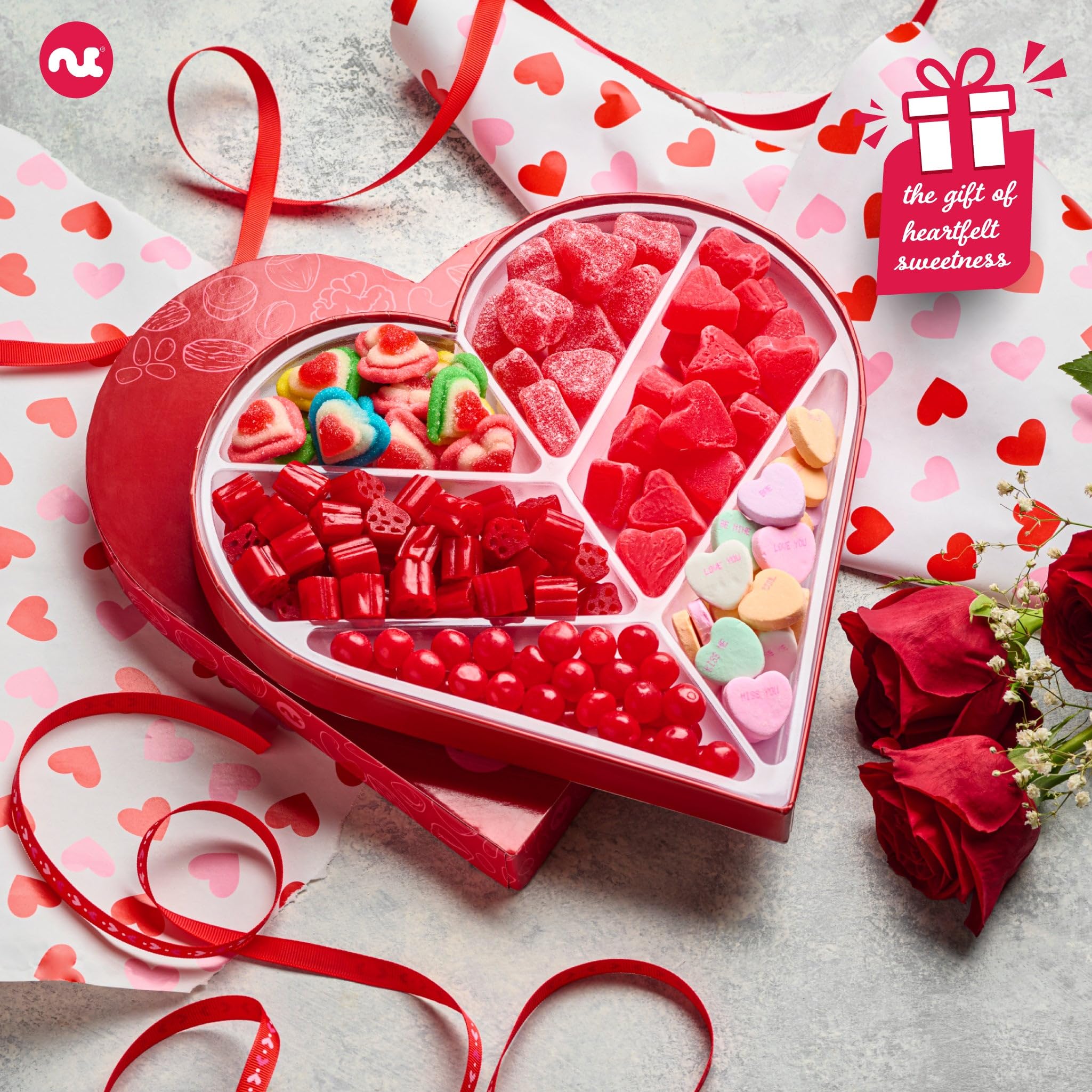NUT CRAVINGS - Fathers Day Treats, Gift For Dad, Mixed Nuts Heart Shaped Gift Basket, Love in A Box (6 Assortments, 2 LB) Romantic Food Arrangement, Healthy Snack Care Package, Food Assortments