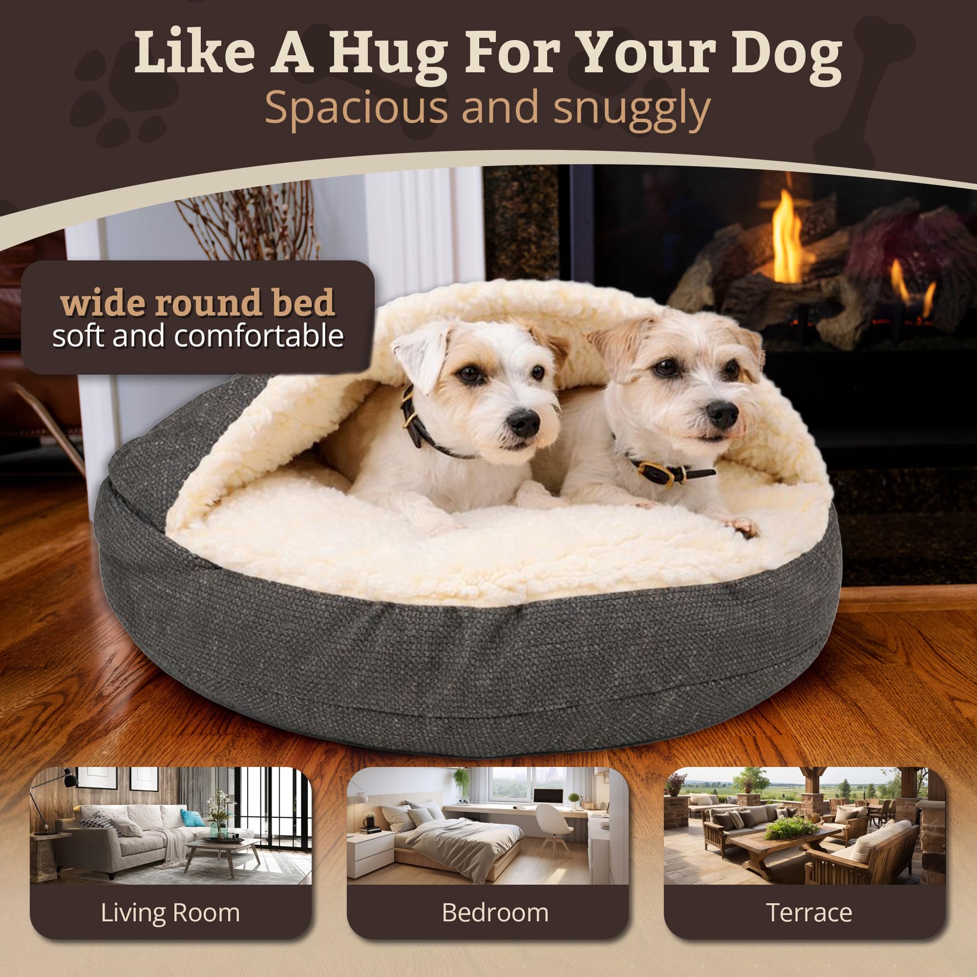 Snoozer Cozy Cave Dog Bed - Indoor Dog Bed with Cover Cave, Covered Calming Burrow for Small Sized Pets with Blanket Attached, Enclosed, Removable Washable Cover - Small, Navy