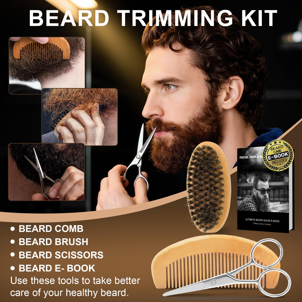 XIKEZAN Fathers Day Gifts for Dad Husband,Beard Kit for Men Grooming & Care w/Beard Conditioner, Wash,Oil,Balm,Birthday Valentines Easter Gifts for Mens Him Boyfriend Christmas Stocking Stuffers