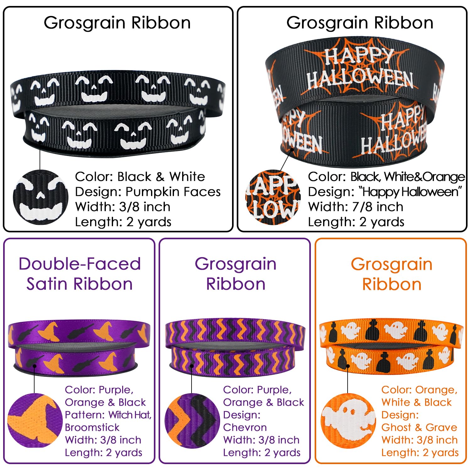 MEEDEE 3/8 Inch Satin Ribbon Set – 10 Rolls Rainbow Double Face Ribbon for Gift Wrapping, 5 Yards Each (Total 50 Yards), Decorative Ribbon for Presents & Party Favors