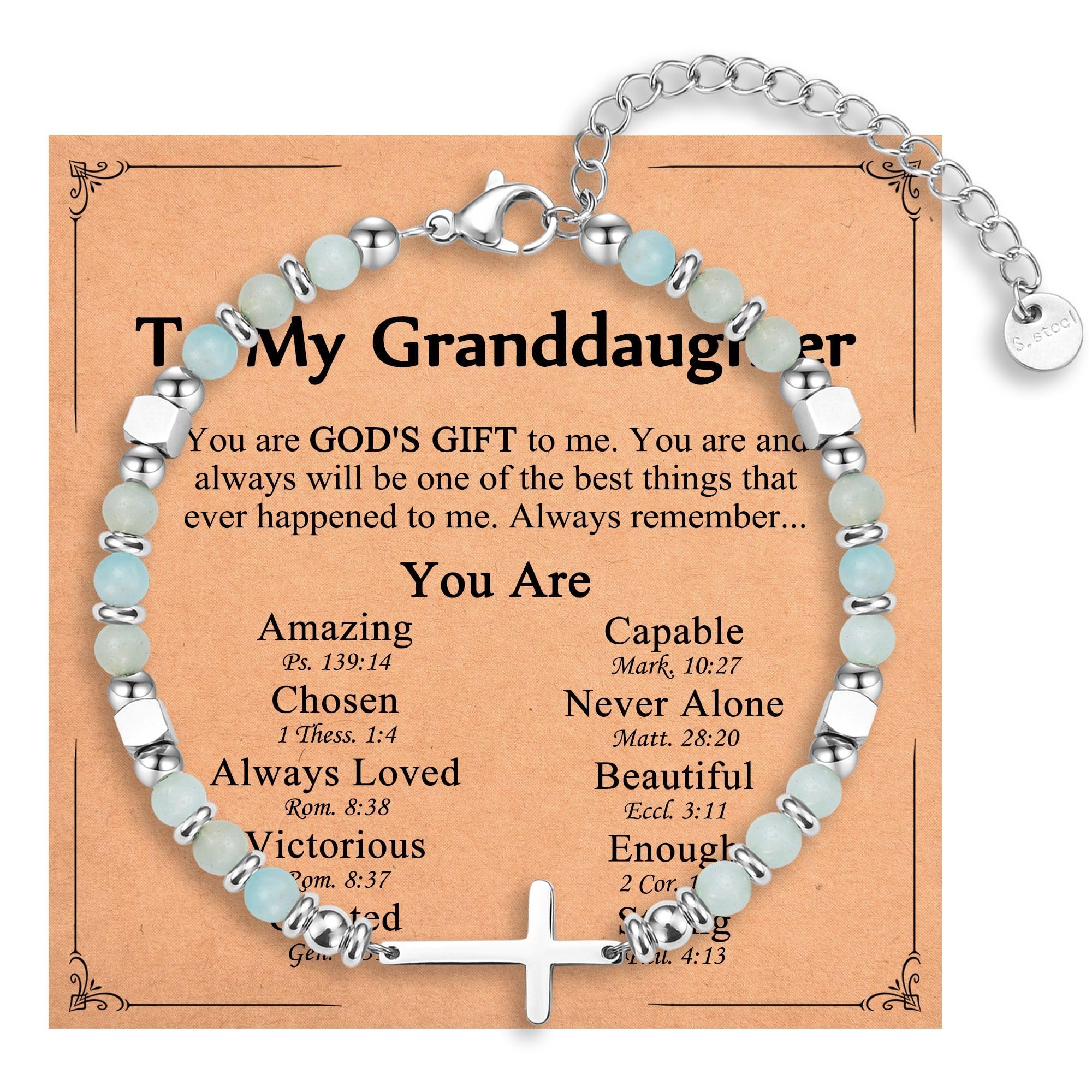 Religious Cross Bracelet for Women Girls, Christian Gifts for Daughter Granddaughter Sister in Christ Friend Niece on Birthday Christmas Easter Valentines Day Graduation