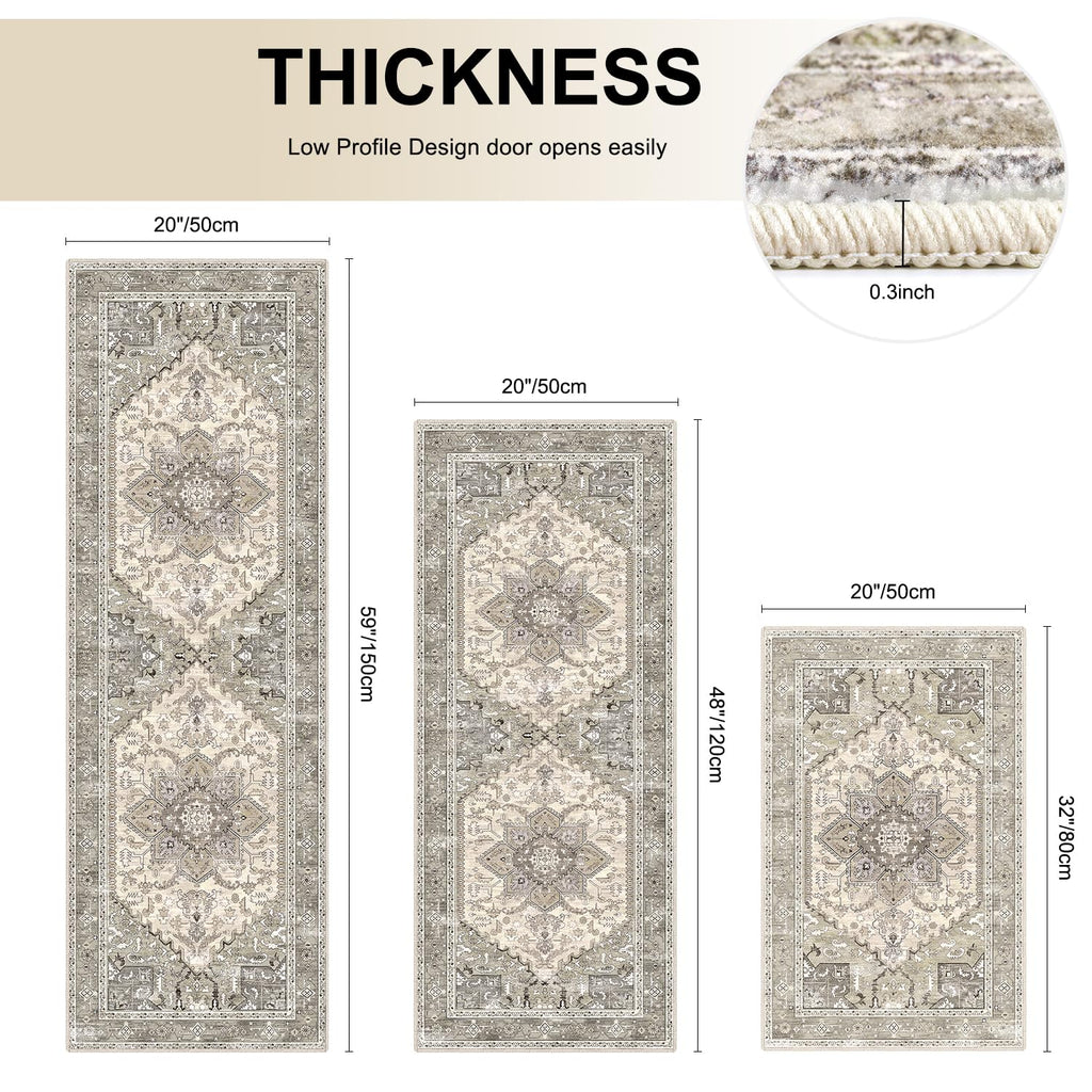 Yamaziot Christmas Kitchen Rugs Sets of 3, Non Slip Kitchen Mats for Floor with Rubber Backing, Holiday Christmas Snowflake Runner Rug Decor Home Decorations for Kitchen, Laundry Room, Hallway