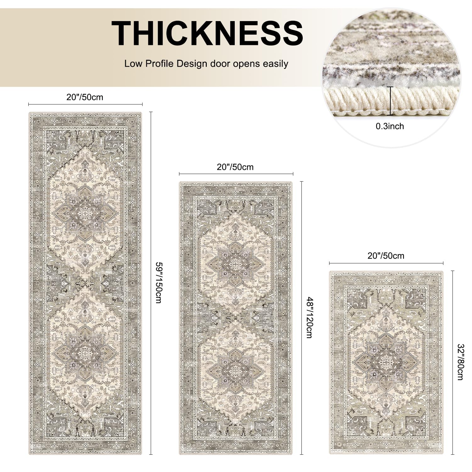 Yamaziot Christmas Kitchen Rugs Sets of 3, Non Slip Kitchen Mats for Floor with Rubber Backing, Holiday Christmas Snowflake Runner Rug Decor Home Decorations for Kitchen, Laundry Room, Hallway