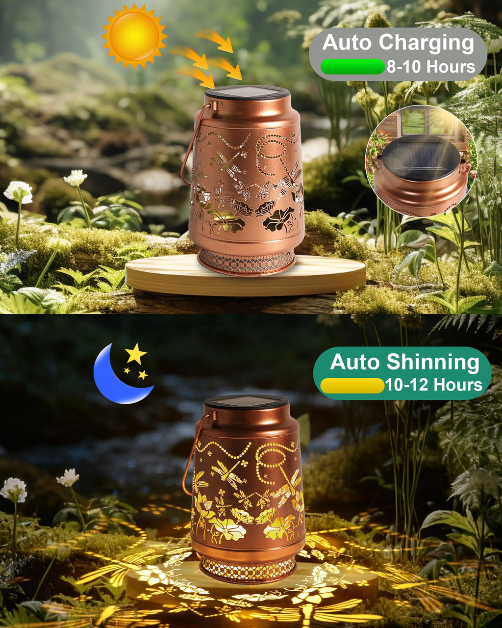 Solar Lanterns Outdoor Waterproof Hummingbird Elegant Garden Decor Birthday Gifts for Women Mom Grandma Sister Metal Hanging Solar Lights Outside Gardening Decorations for Backyard, Patio, Lawn, Porch
