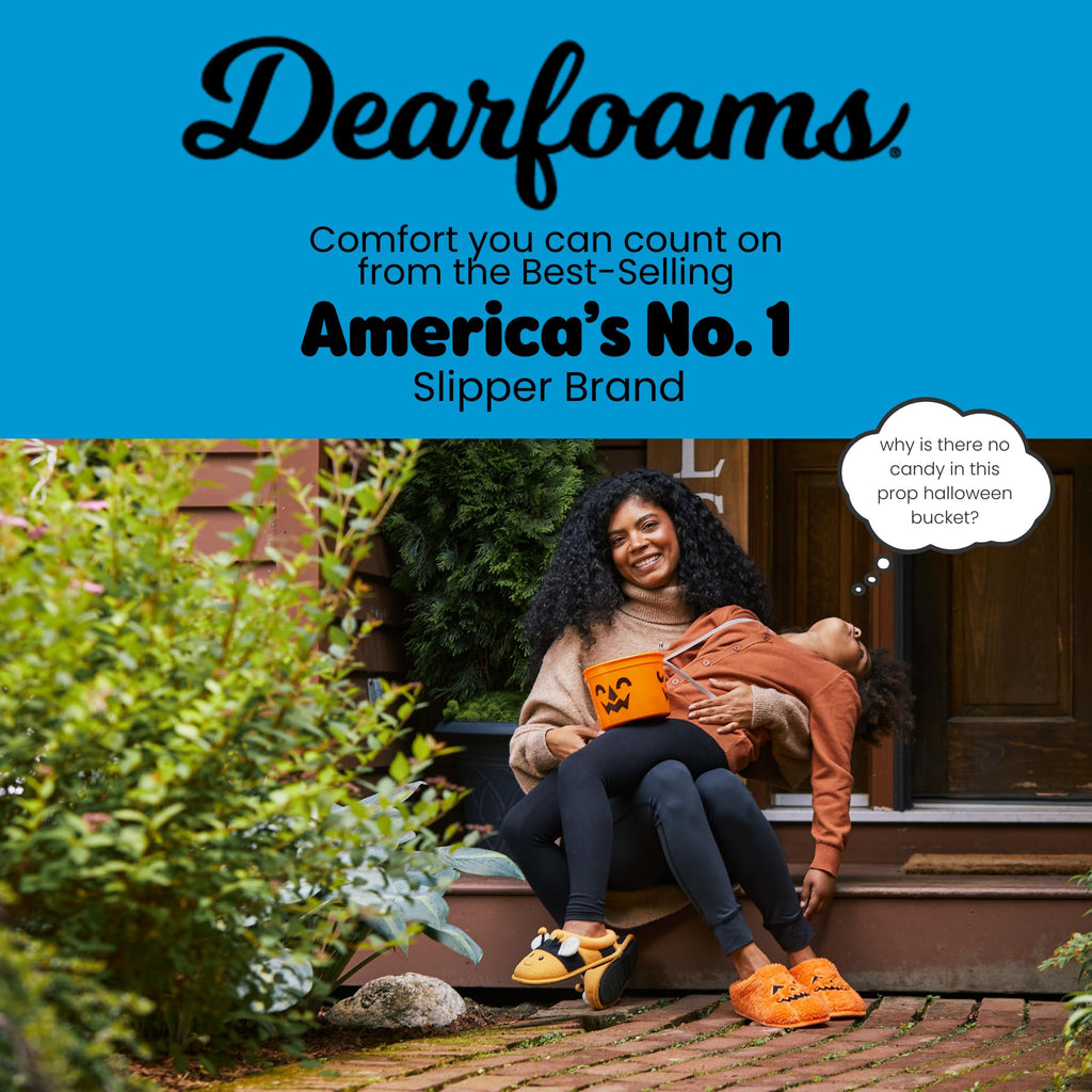 Dearfoams Unisex Adult Spooky Fuzzy Halloween Pumpkin Jack O Lantern