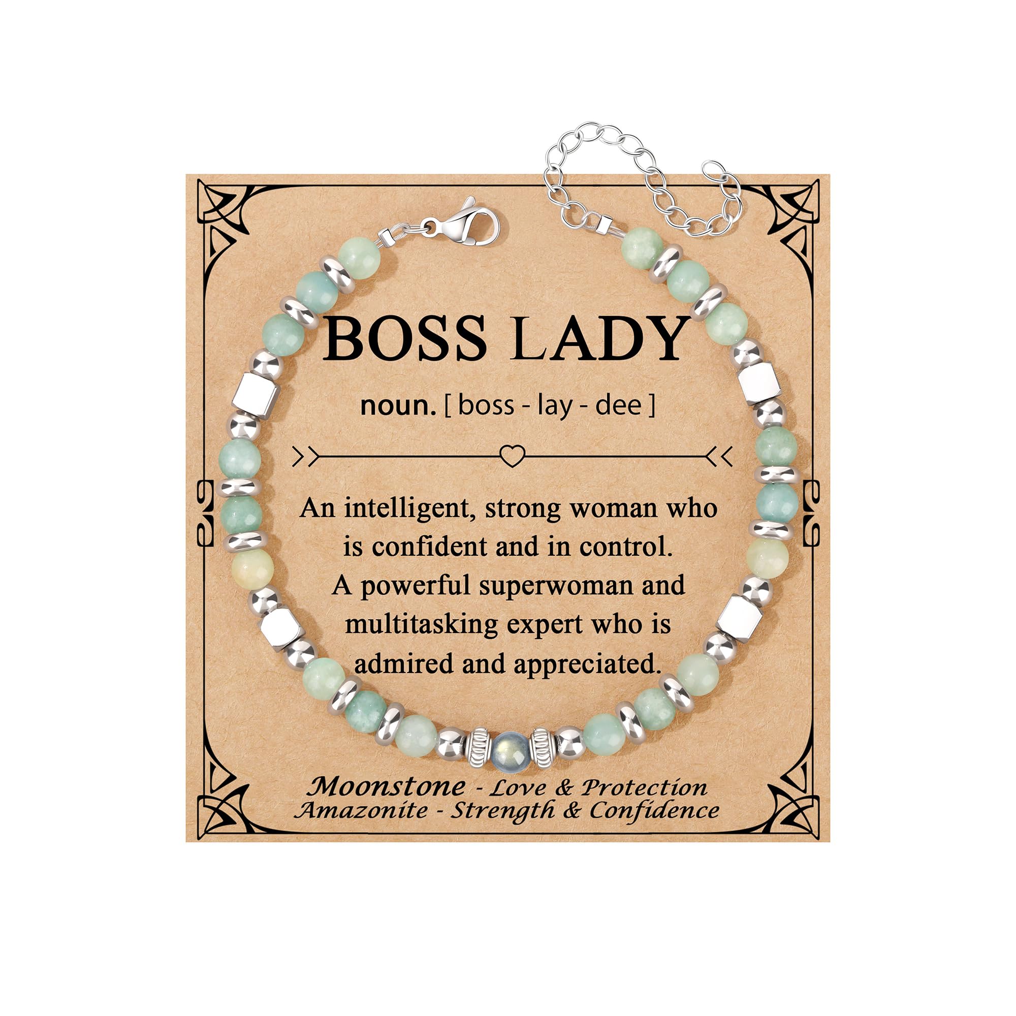 JoycuFF 𝗚𝗶𝗳𝘁𝘀 𝗳𝗼𝗿 𝗪𝗼𝗺𝗲𝗻 𝗠𝗼𝗼𝗻𝘀𝘁𝗼𝗻𝗲 𝗕𝗿𝗮𝗰𝗲𝗹𝗲𝘁 Amazonite Colorful Imperial Jasper Stainless Steel Beads Bracelets, Graduation Christmas Valentines Mothers Day Birthday Gifts