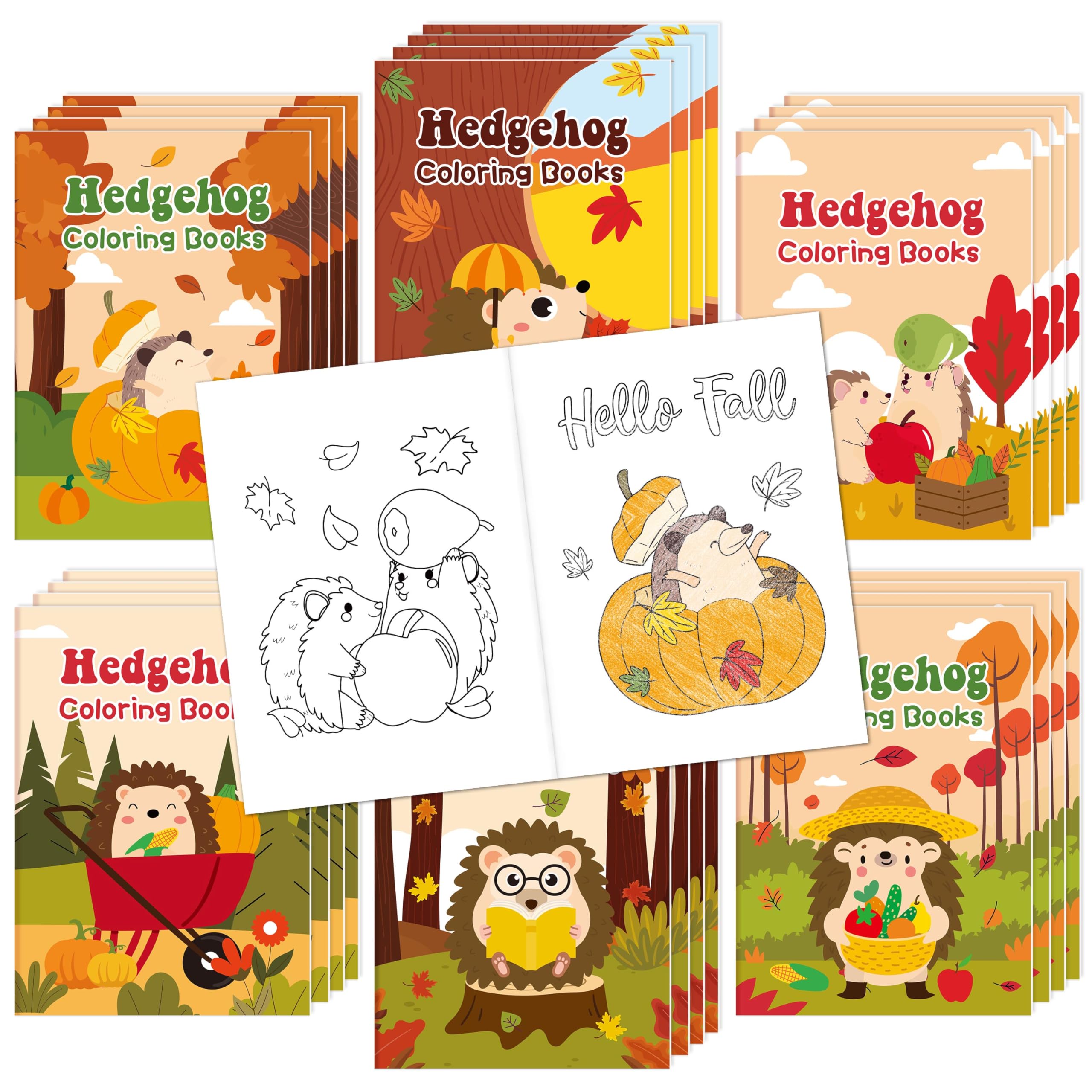 JAPBOR Fall Scarecrow Coloring Books - 24PCS Mini Autumn Scarecrows Color Book Bulk for Kids Party Favors, Thanksgiving Rustic Small Colouring Pages for Birthday Gifts Class Drawing Painting Game