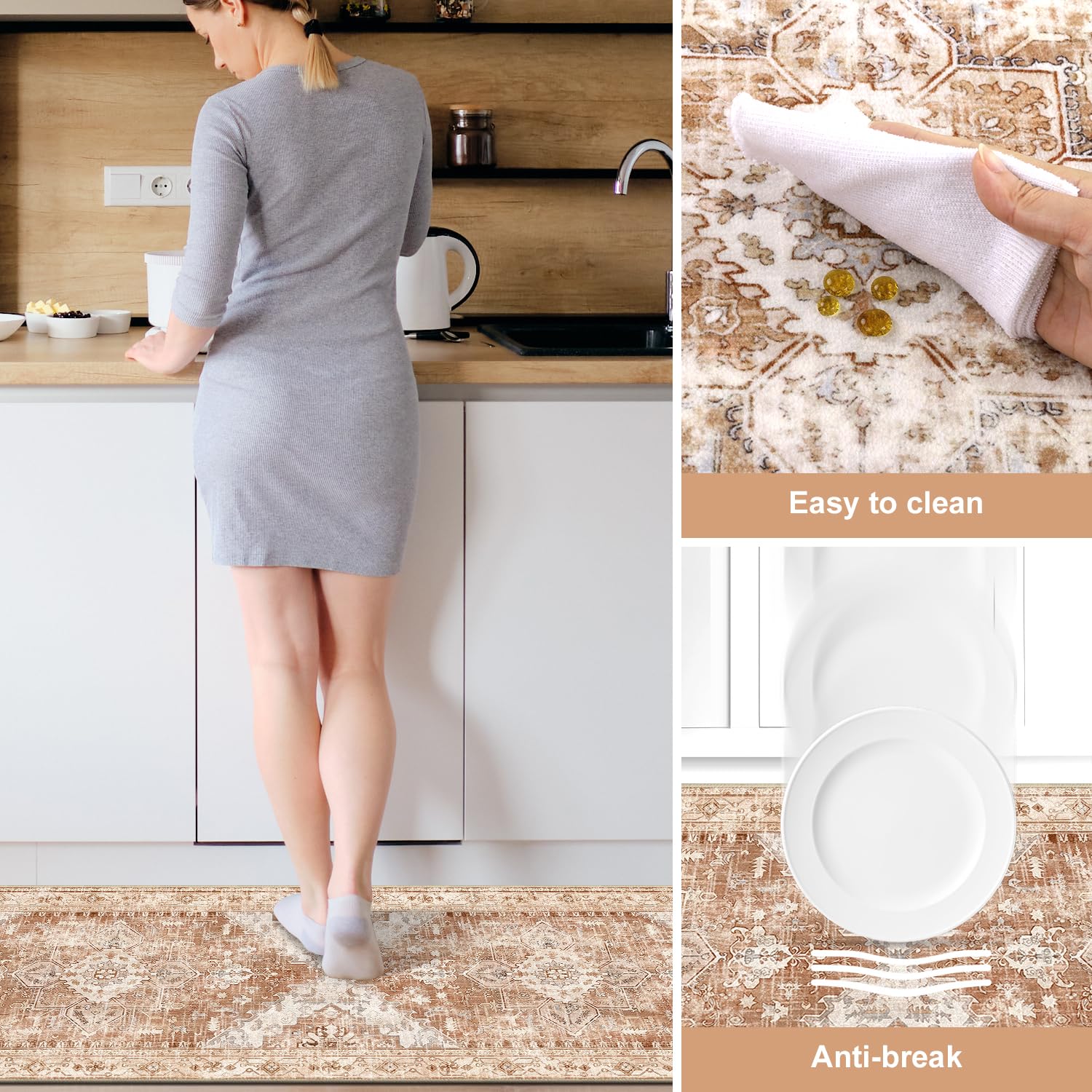 Yamaziot Christmas Kitchen Rugs Sets of 3, Non Slip Kitchen Mats for Floor with Rubber Backing, Holiday Christmas Snowflake Runner Rug Decor Home Decorations for Kitchen, Laundry Room, Hallway