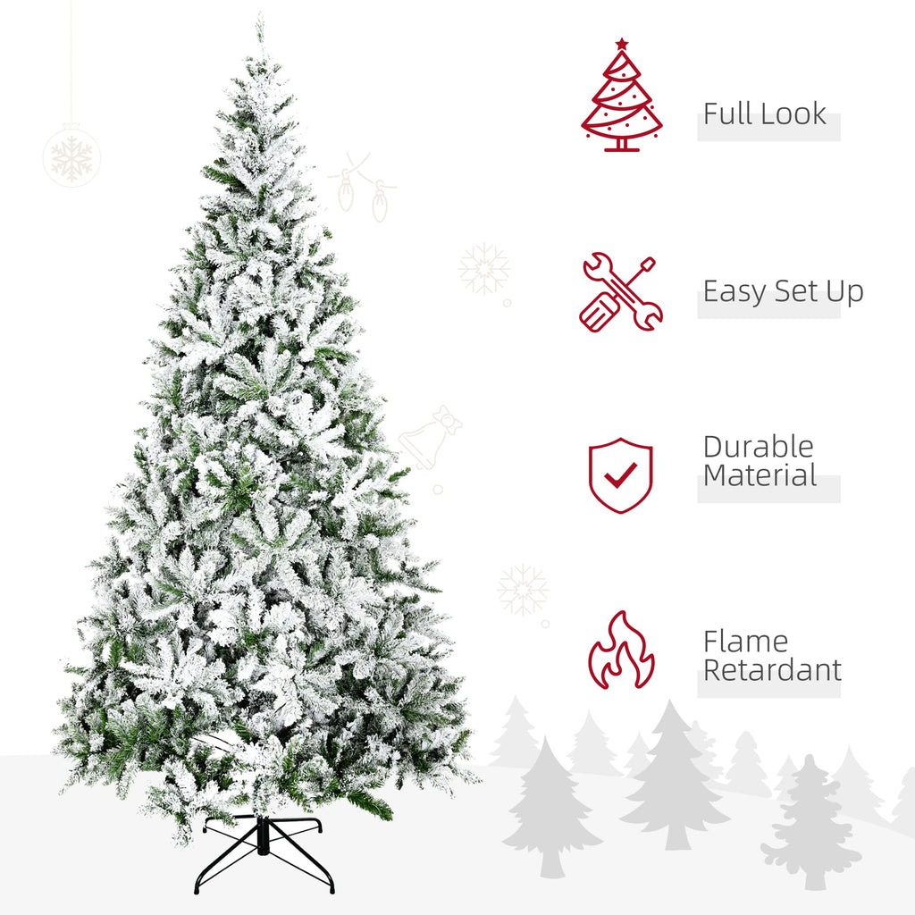 HOMCOM 7.5 Foot Artificial Christmas Tree, Nordic Pine Hinged Xmas Tree with 1218 Realistic Branches, Wide Steel Base, Auto Open, Green