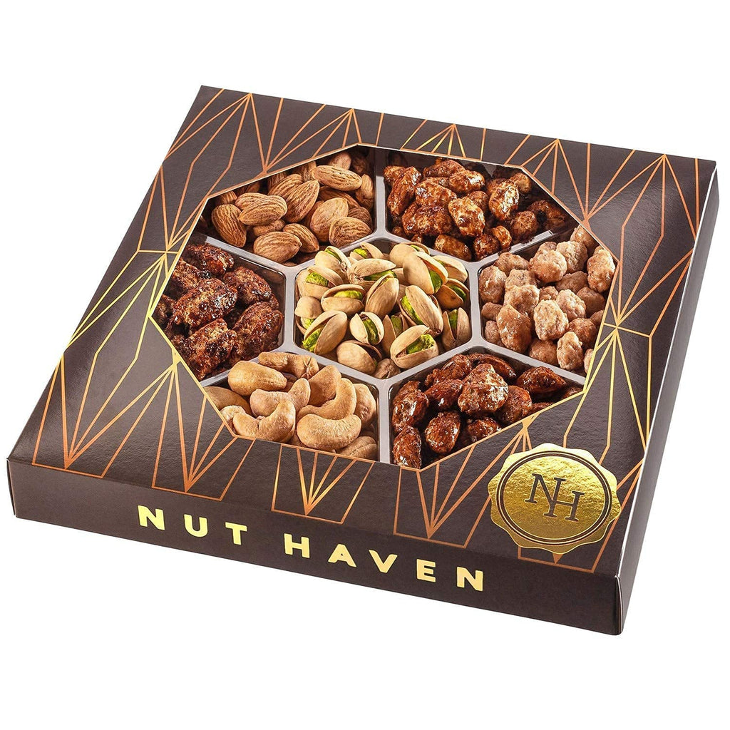 Fathers Day Nuts Gift Basket - Assortment of Sweet & Roasted Salted Gourmet Nuts - Food Gift Box for Dad, Him, Husband, Wife, Daughter, Christmas, Father's Day, Mother's Day, Sympathy, Family, Men & Women