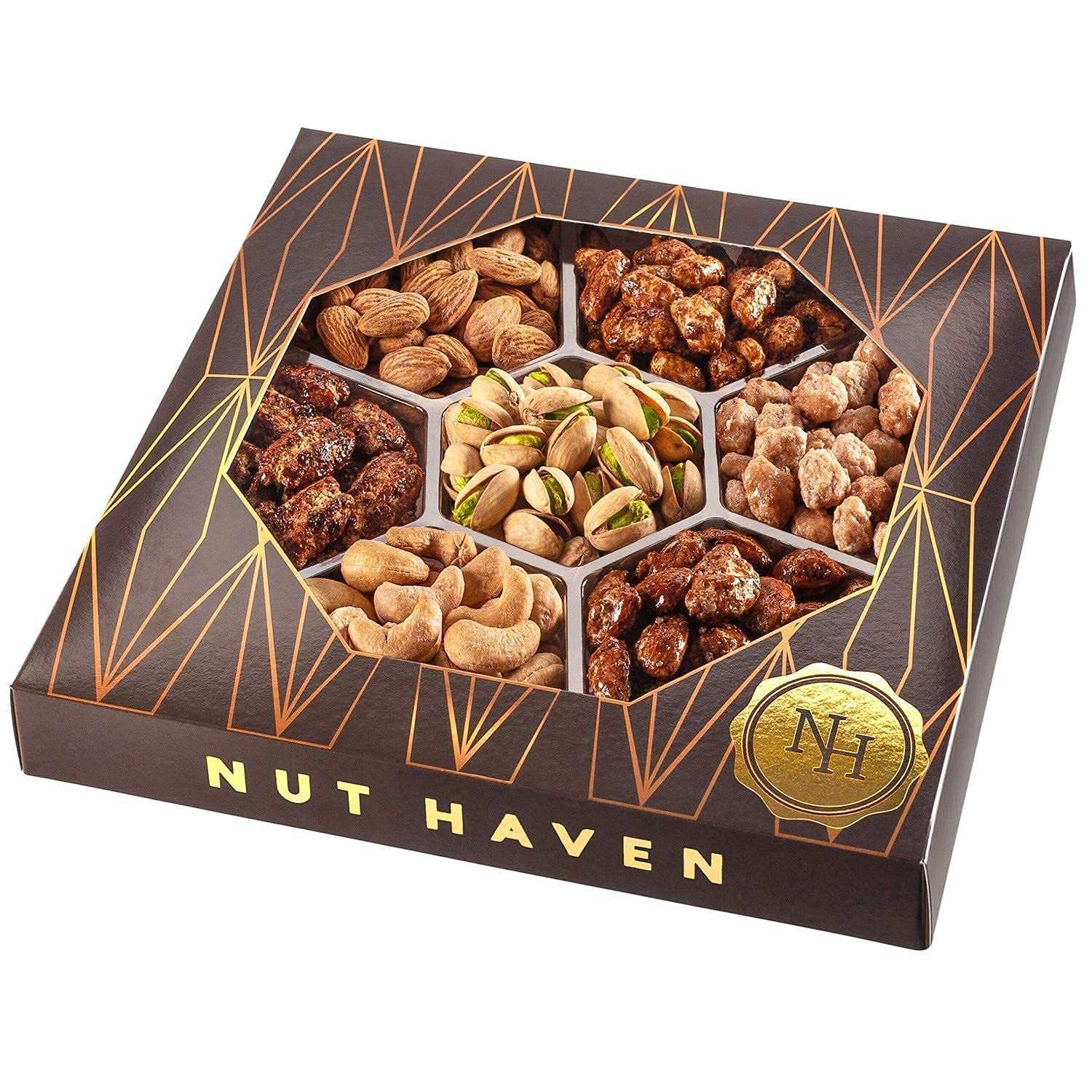 Fathers Day Nuts Gift Basket - Assortment of Sweet & Roasted Salted Gourmet Nuts - Food Gift Box for Dad, Him, Husband, Wife, Daughter, Christmas, Father's Day, Mother's Day, Sympathy, Family, Men & Women