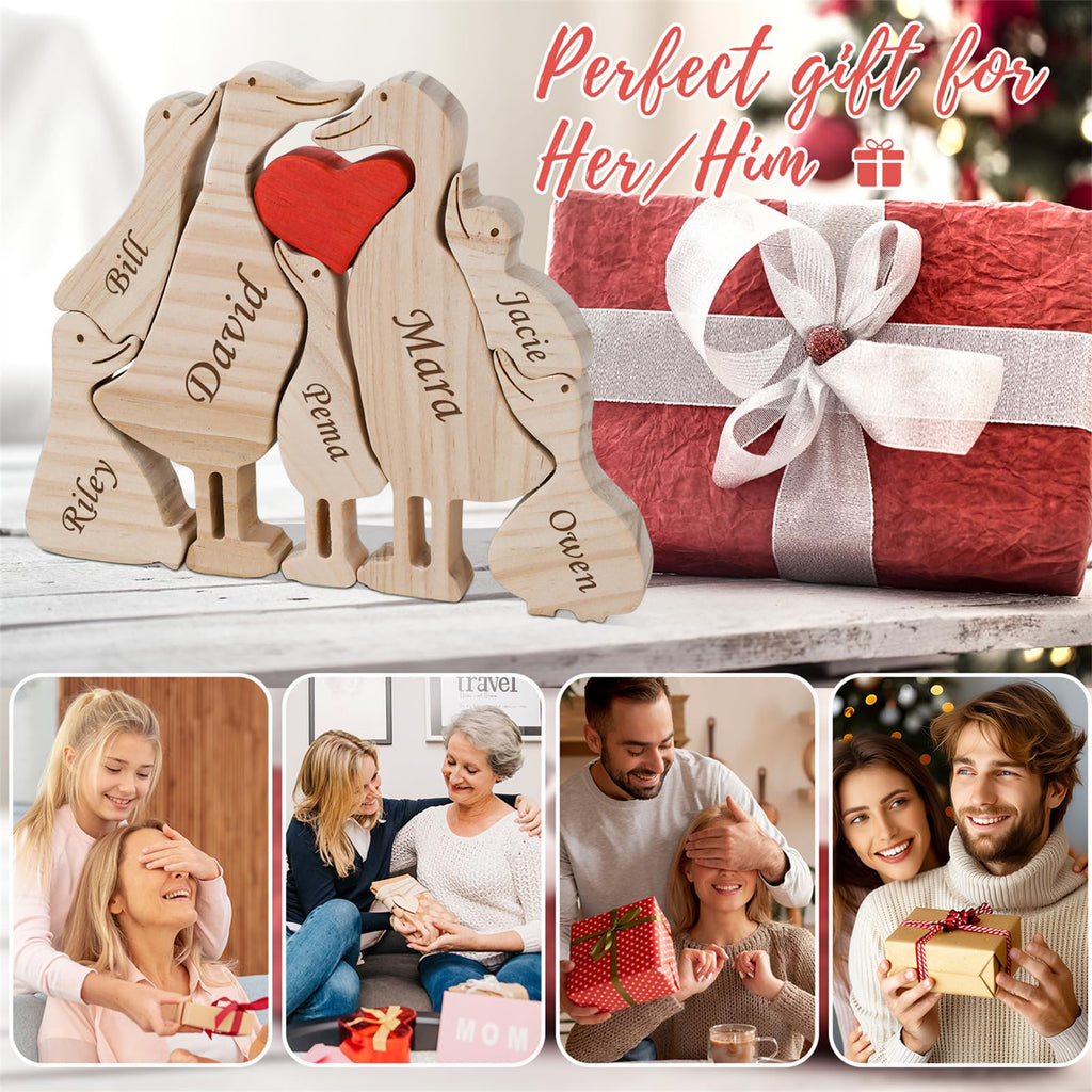 Personalized Family Name Puzzle with 2-8 Names Custom Wooden Bear Puzzle with Names Customized Wooden Puzzle Gifts for Christmas (Bear)