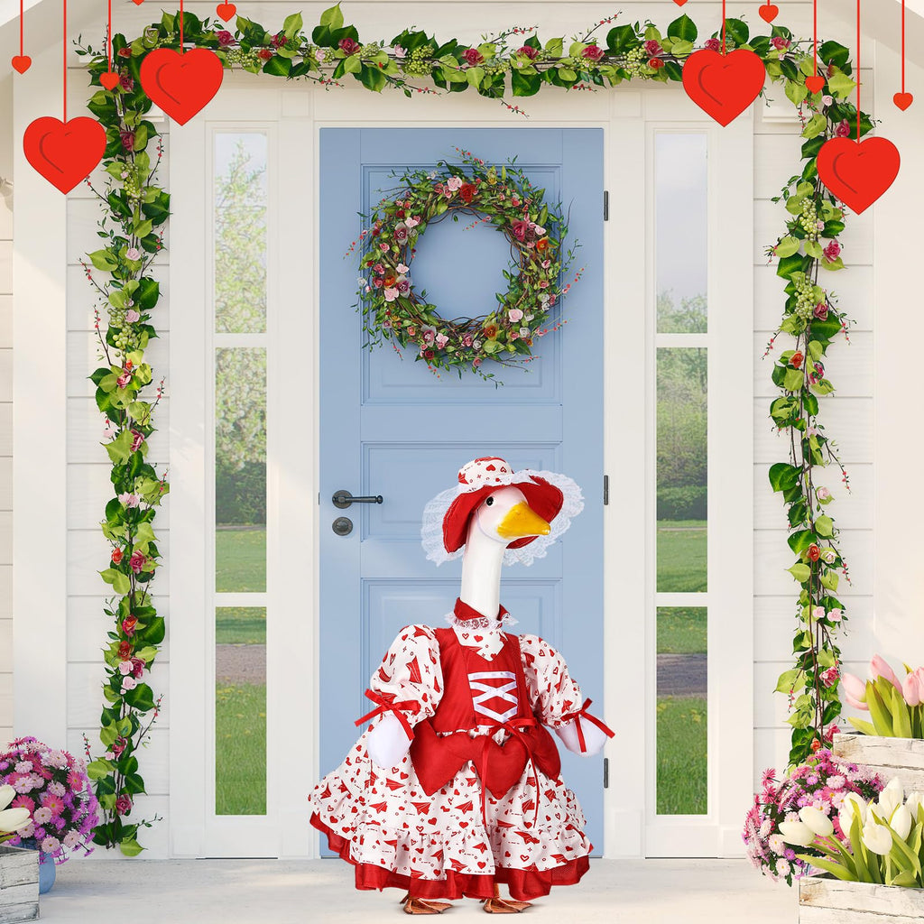 Suzile Fall Maple Porch Goose Outfit Autumn Goose Clothes for 23 Inch Cement or Plastic Geese Costume for Yard Lawn Outdoor Garden Patio Concrete Duck Statue Dress Thanksgiving Party Holiday Decor