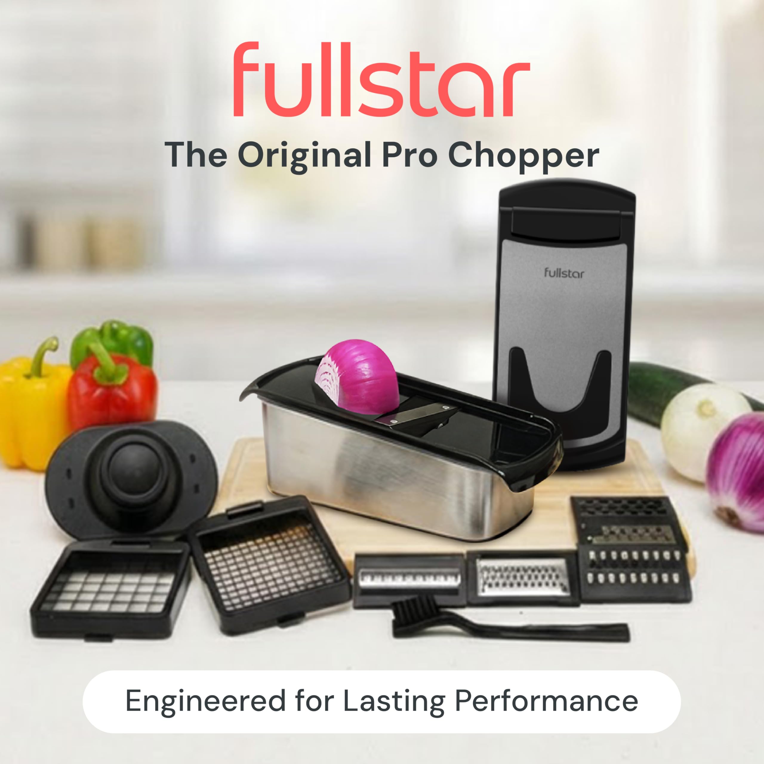 Fullstar The Original Pro Chopper - Vegetable Chopper and Spiralizer, Food Chopper with Container, Fruit Slicer, Kitchen Gadgets & Gifts, Home Essentials (4 in 1, White)