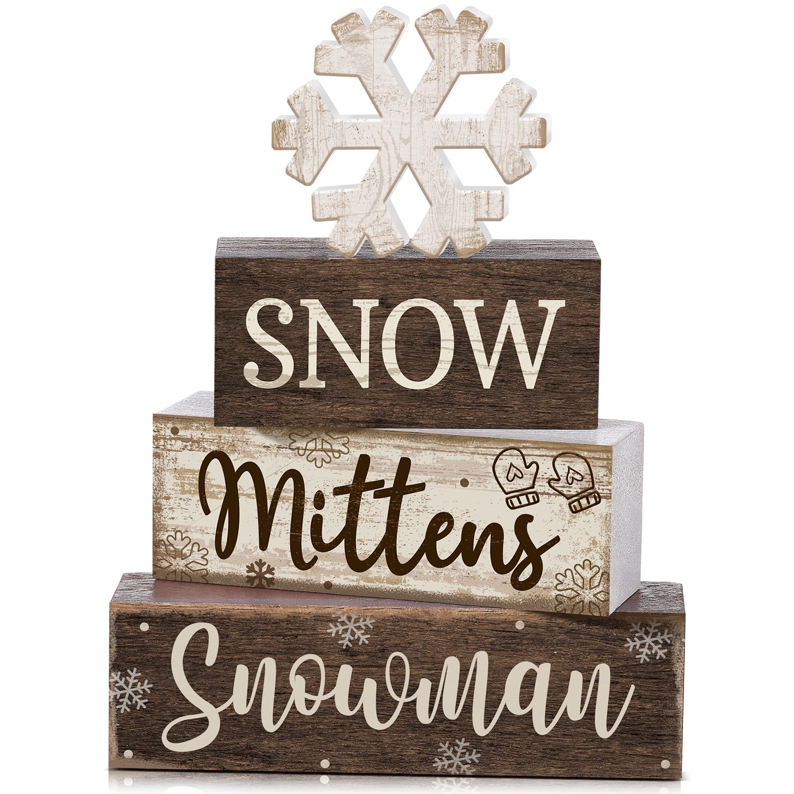 Moucuny 4 Pcs Christmas Table Decor Wooden Hot Cocoa Decoration Christmas Centerpiece Winter Tiered Tray Decor Decorative Red Hot Cocoa Block Signs Gift Farmhouse Xmas Decoration for Home Kitchen