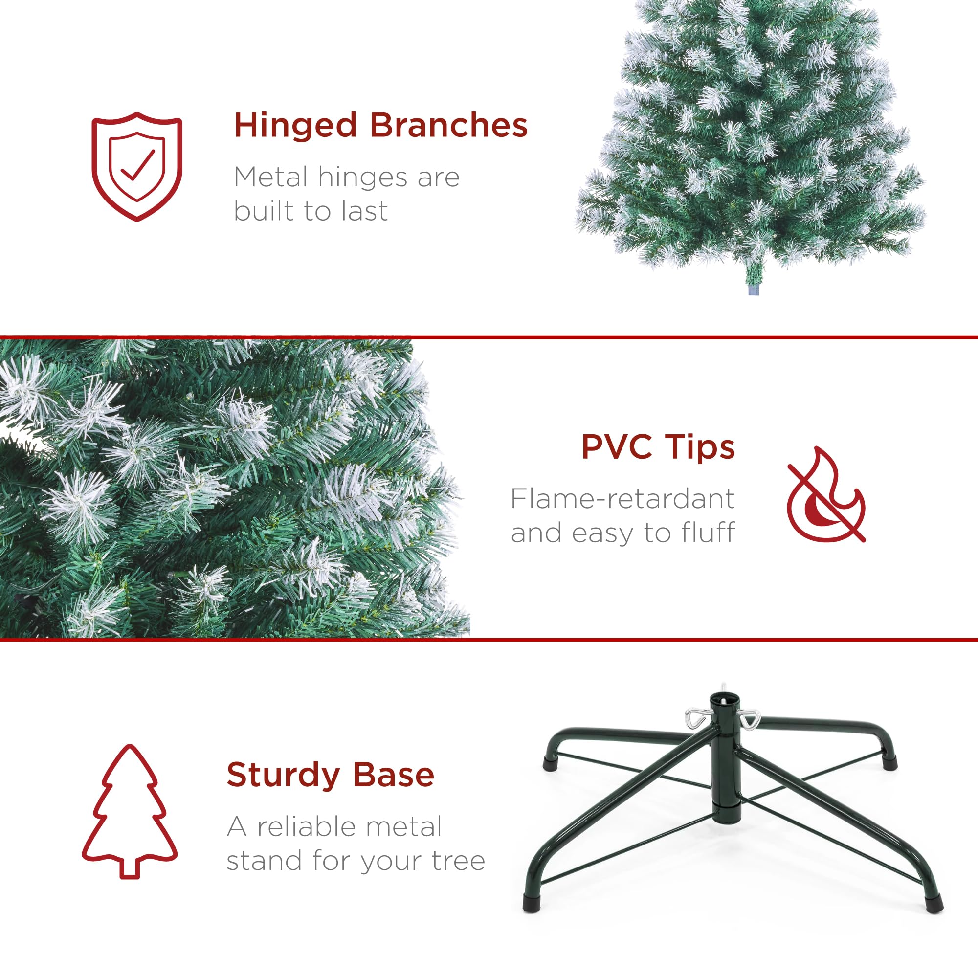 Best Choice Products Artificial Christmas Tree, 7.5ft Premium Unlit Realistic Spruce Holiday Décor w/Dense Branches, Easy Assembly, Metal Base