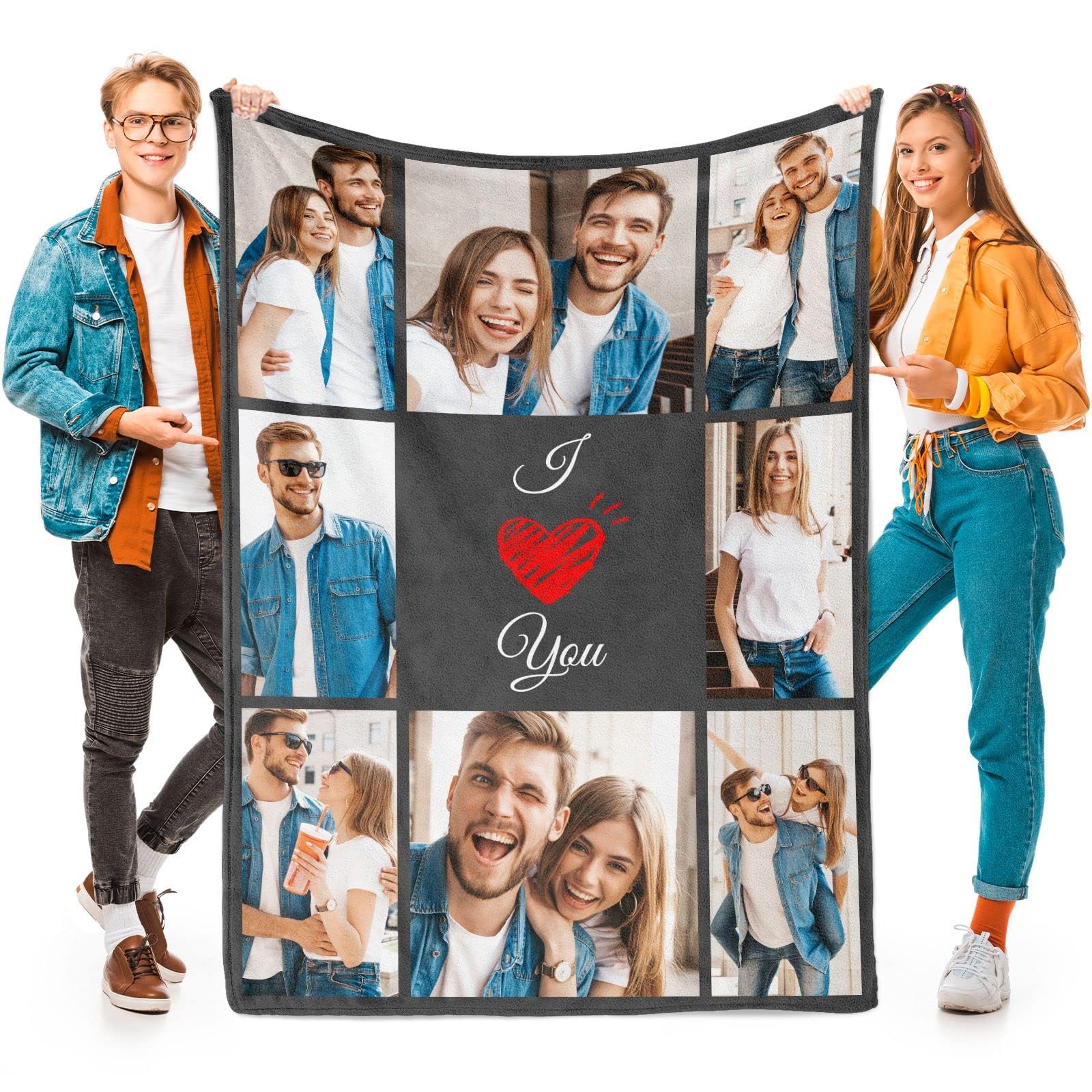 inkArts Custom Blanket Throws with Photos Text Personalized with Picture Customizable, Customize for Mom, Dad, Couple, Girlfriend, Boyfriend, Husband & Wife