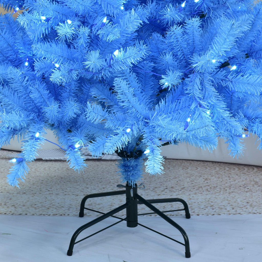 6.5ft Pre-lit Artificial Blue Christmas Tree with 300 LED Blue UL Listed String Lights (Blue)