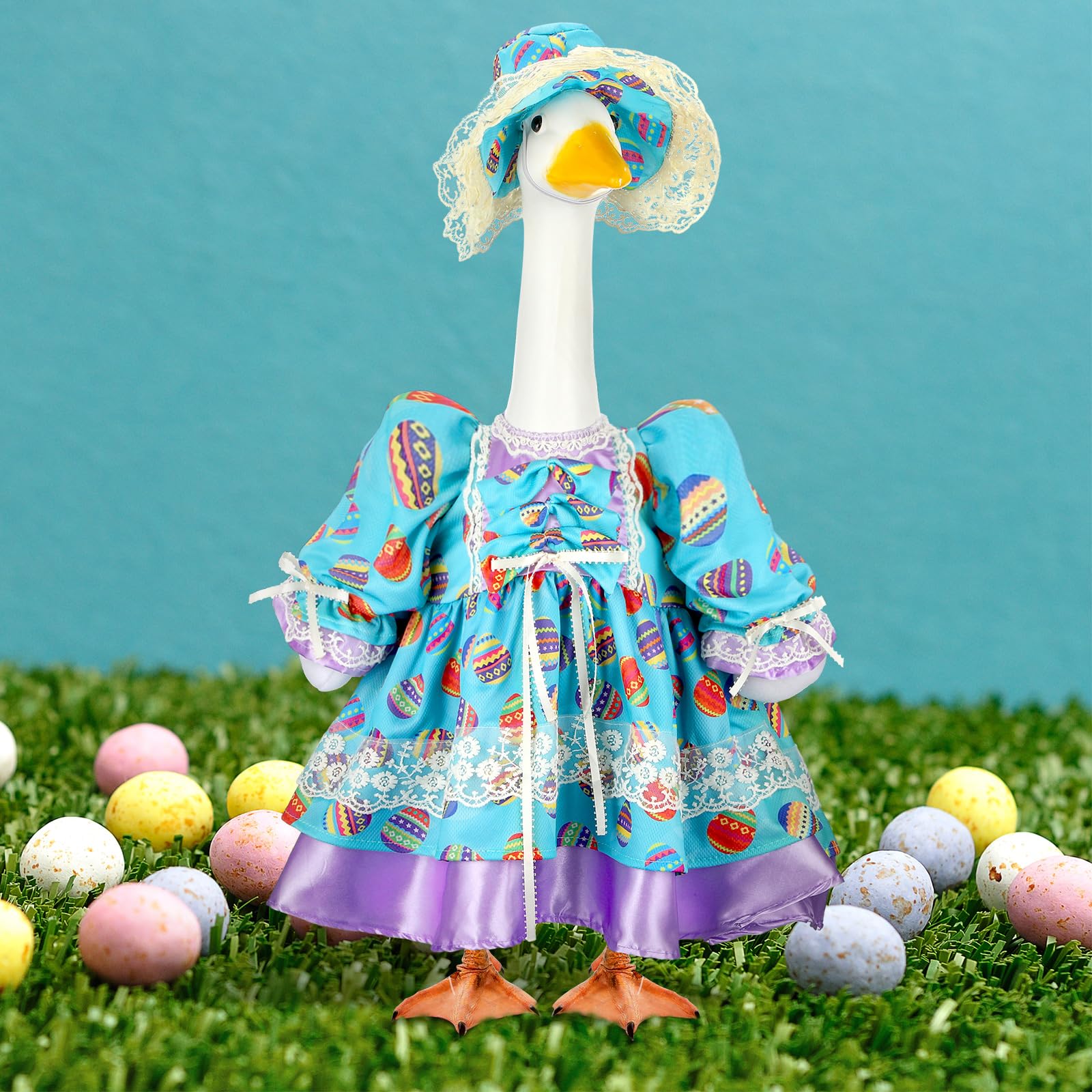 Suzile Fall Maple Porch Goose Outfit Autumn Goose Clothes for 23 Inch Cement or Plastic Geese Costume for Yard Lawn Outdoor Garden Patio Concrete Duck Statue Dress Thanksgiving Party Holiday Decor